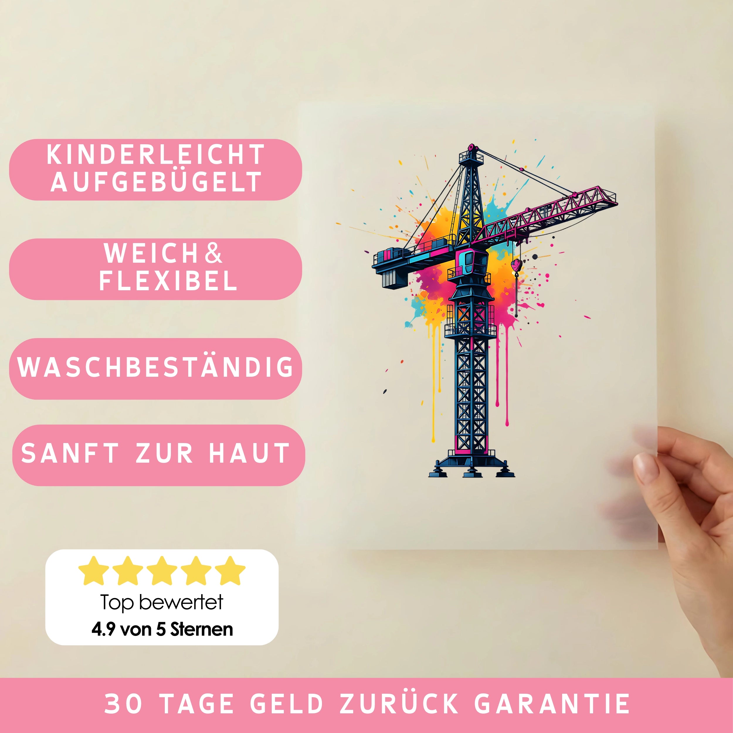 Bügelbild Spash Baukran