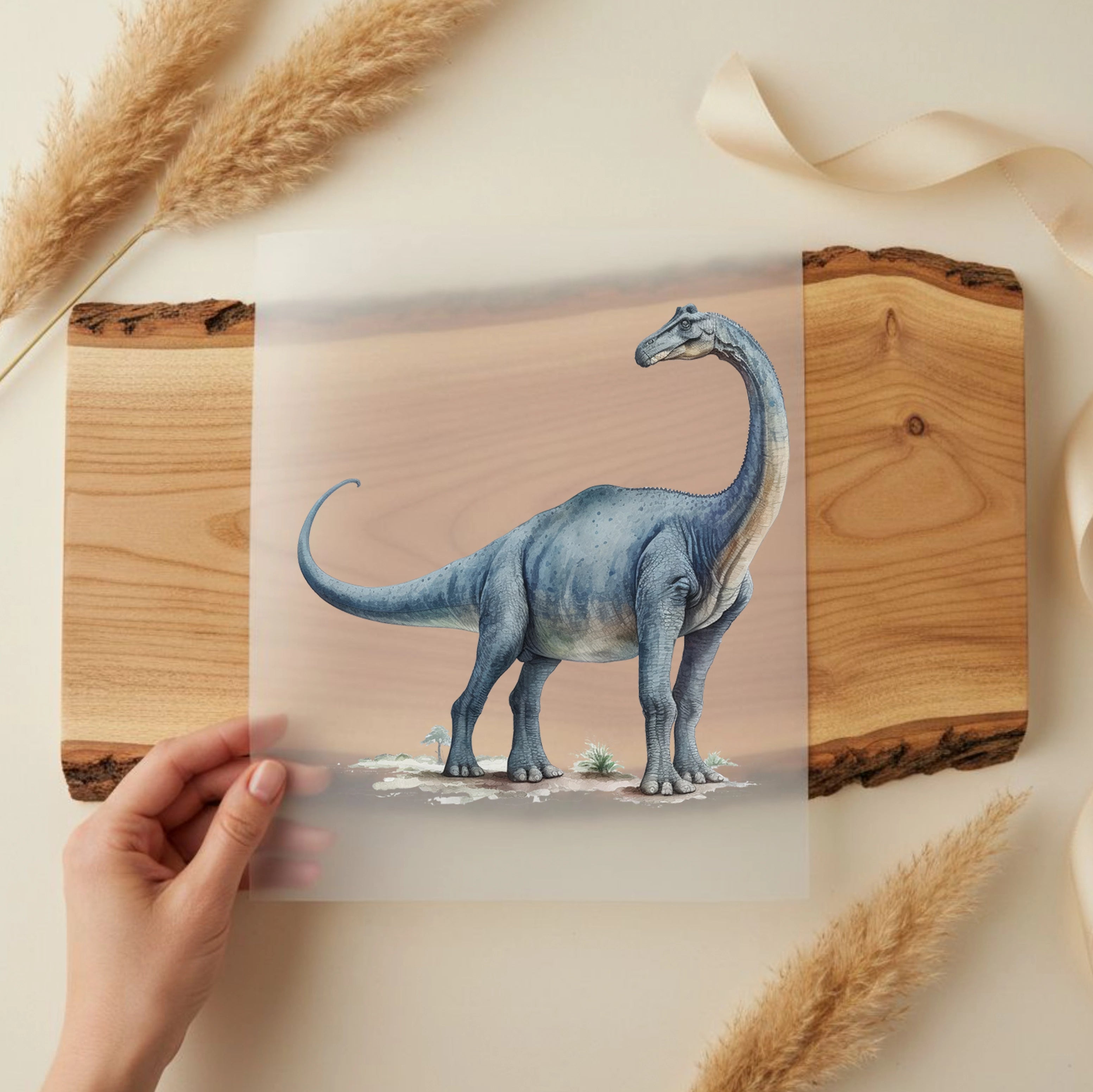 Bügelbild Brachiosaurus Dinosaurier Blau