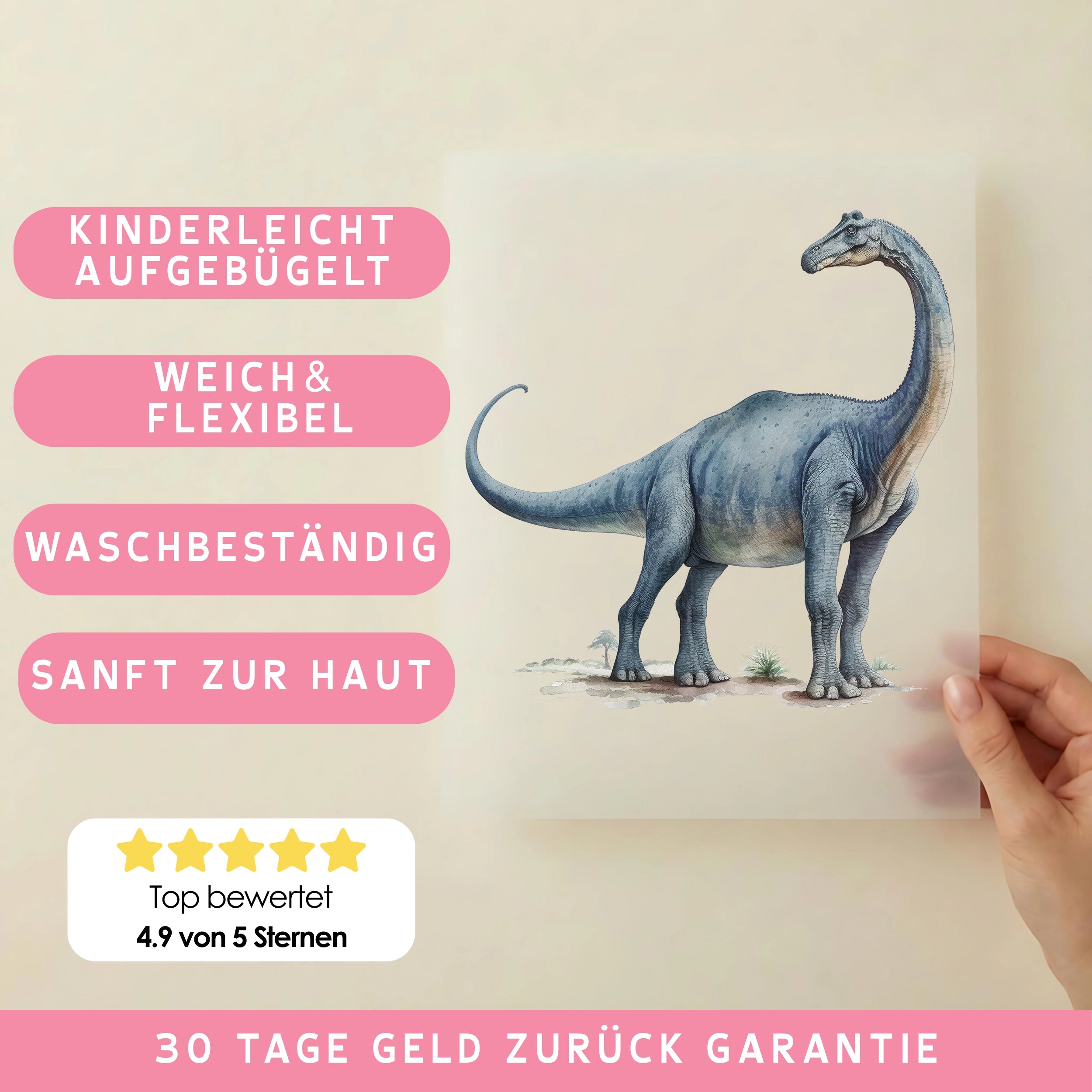 Bügelbild Brachiosaurus Dinosaurier Blau