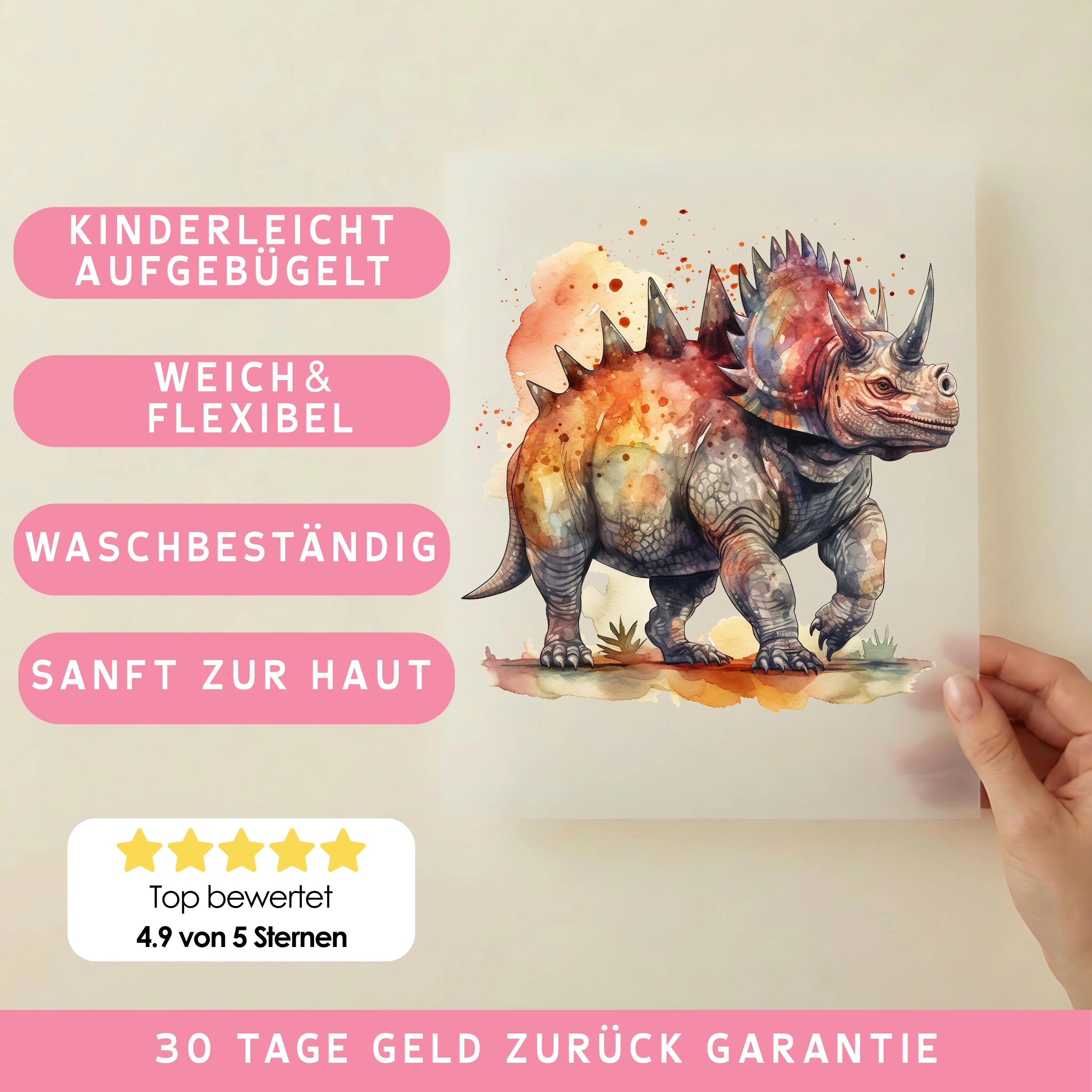 Bügelbild Triceratops Dinosaurier