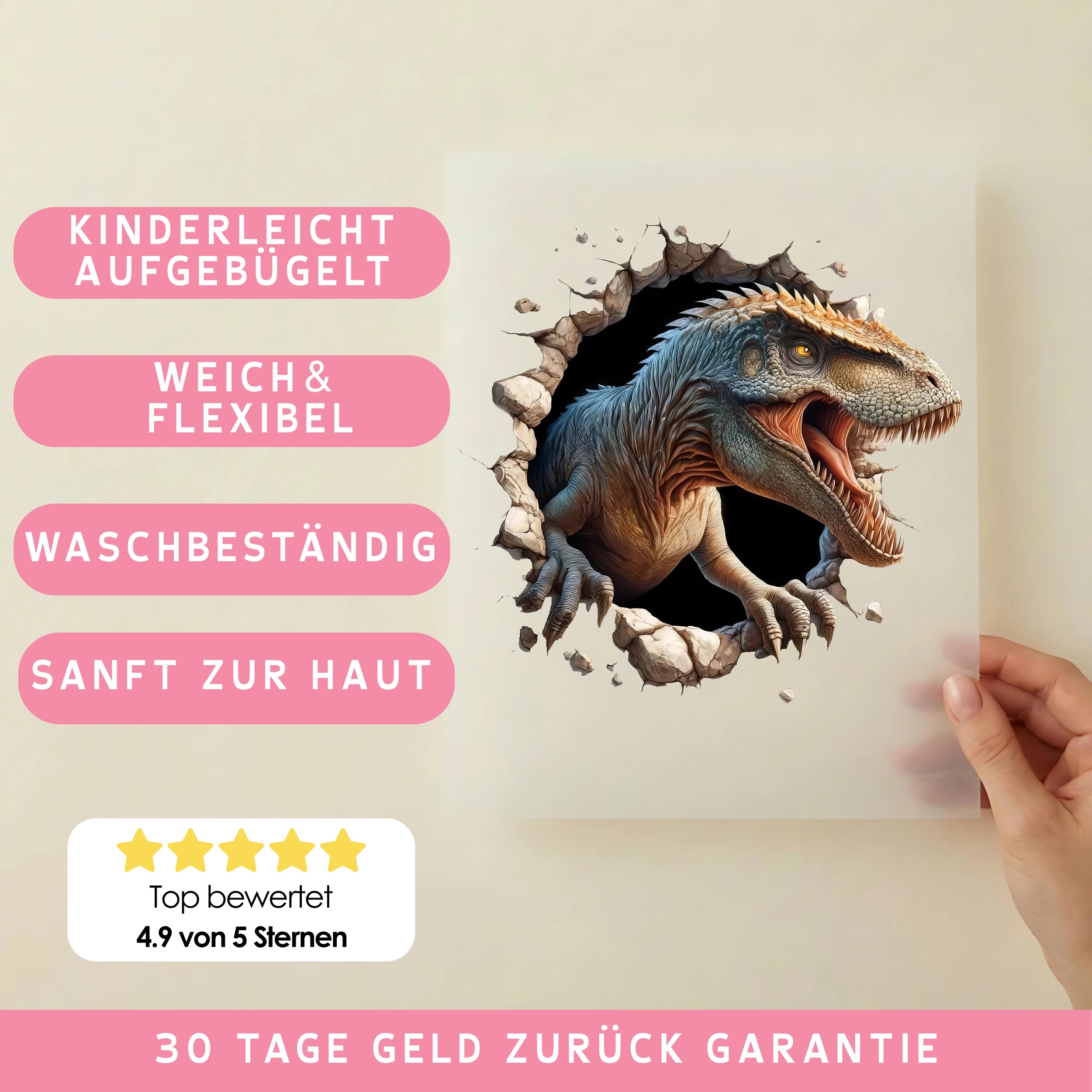 Bügelbild Dino Steinbrecher T-Rex