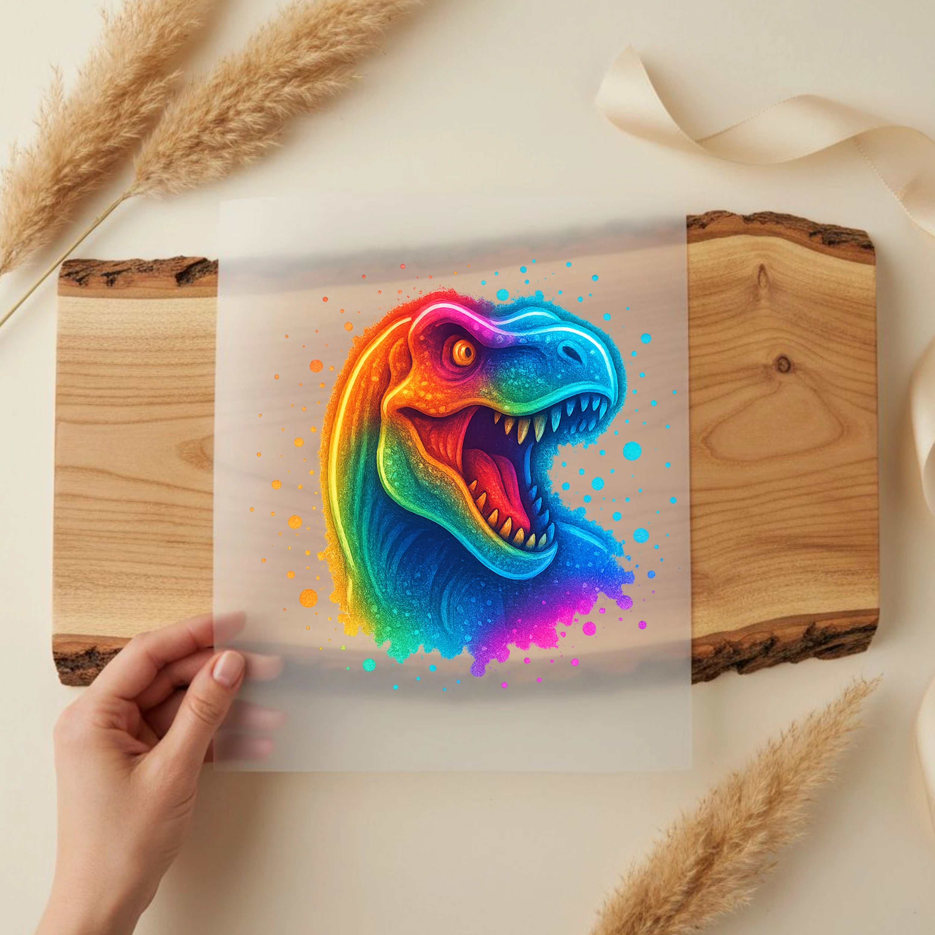 Bügelbild Dino Rainbow Roar T-Rex