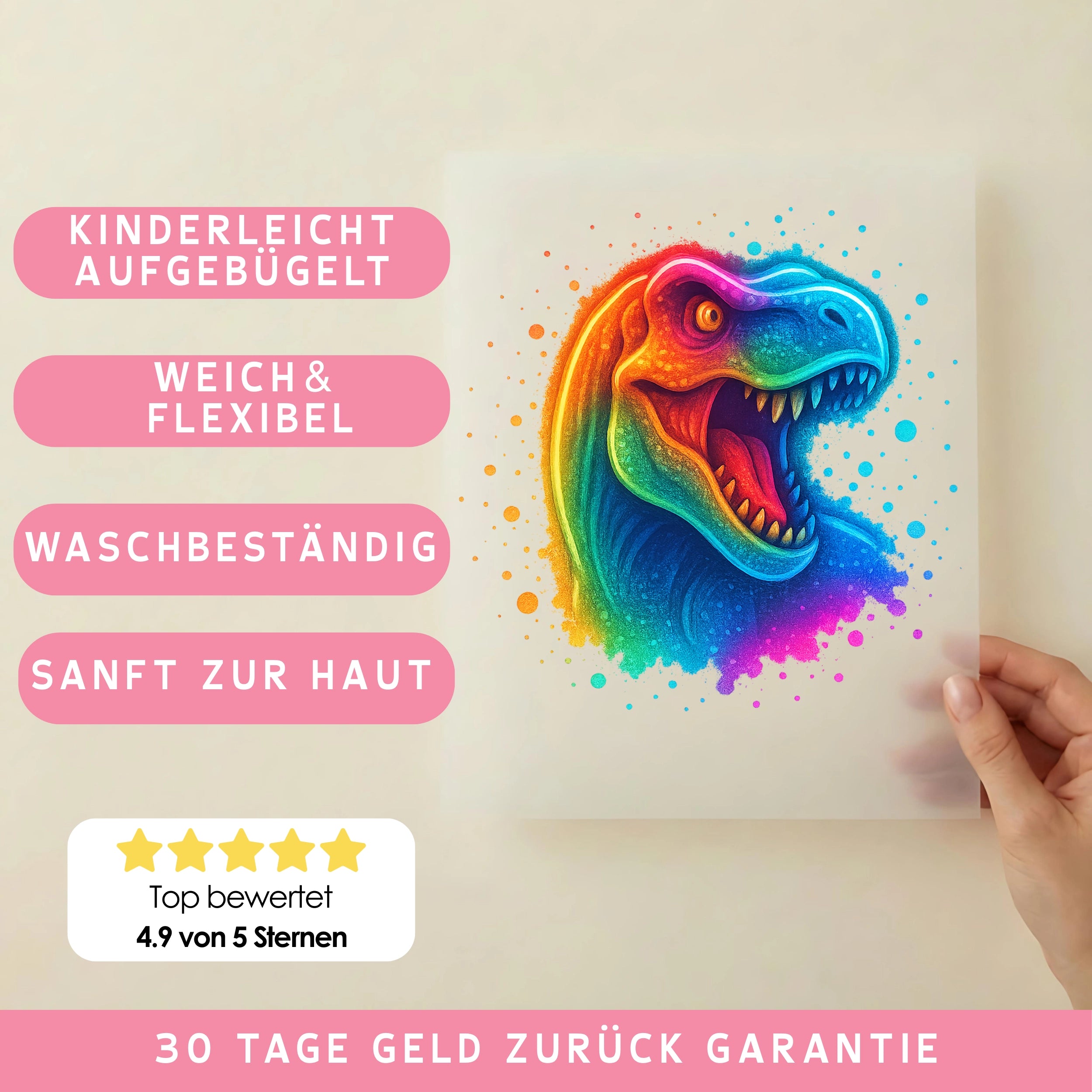 Bügelbild Dino Rainbow Roar T-Rex