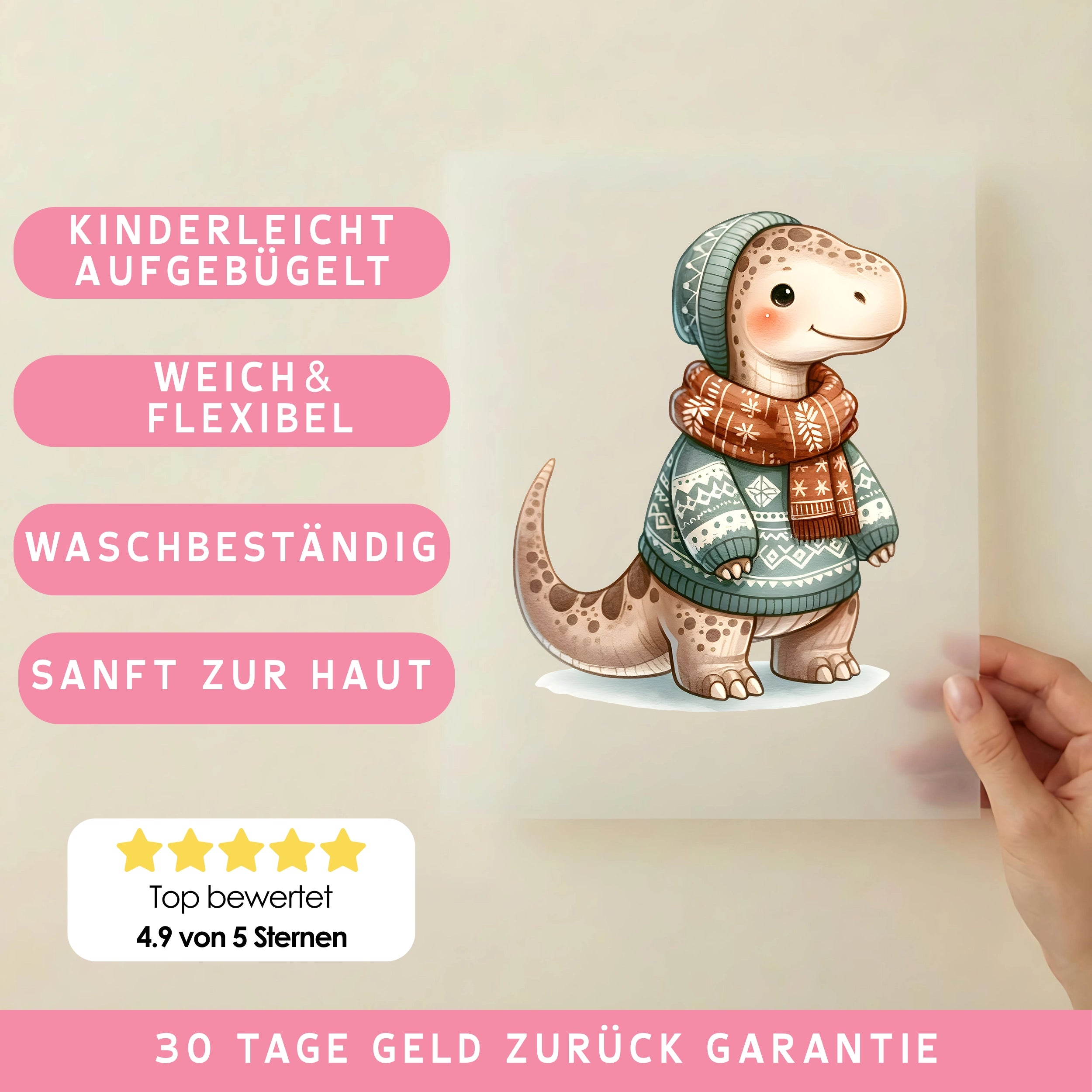 Bügelbild Dino Winterlauscher