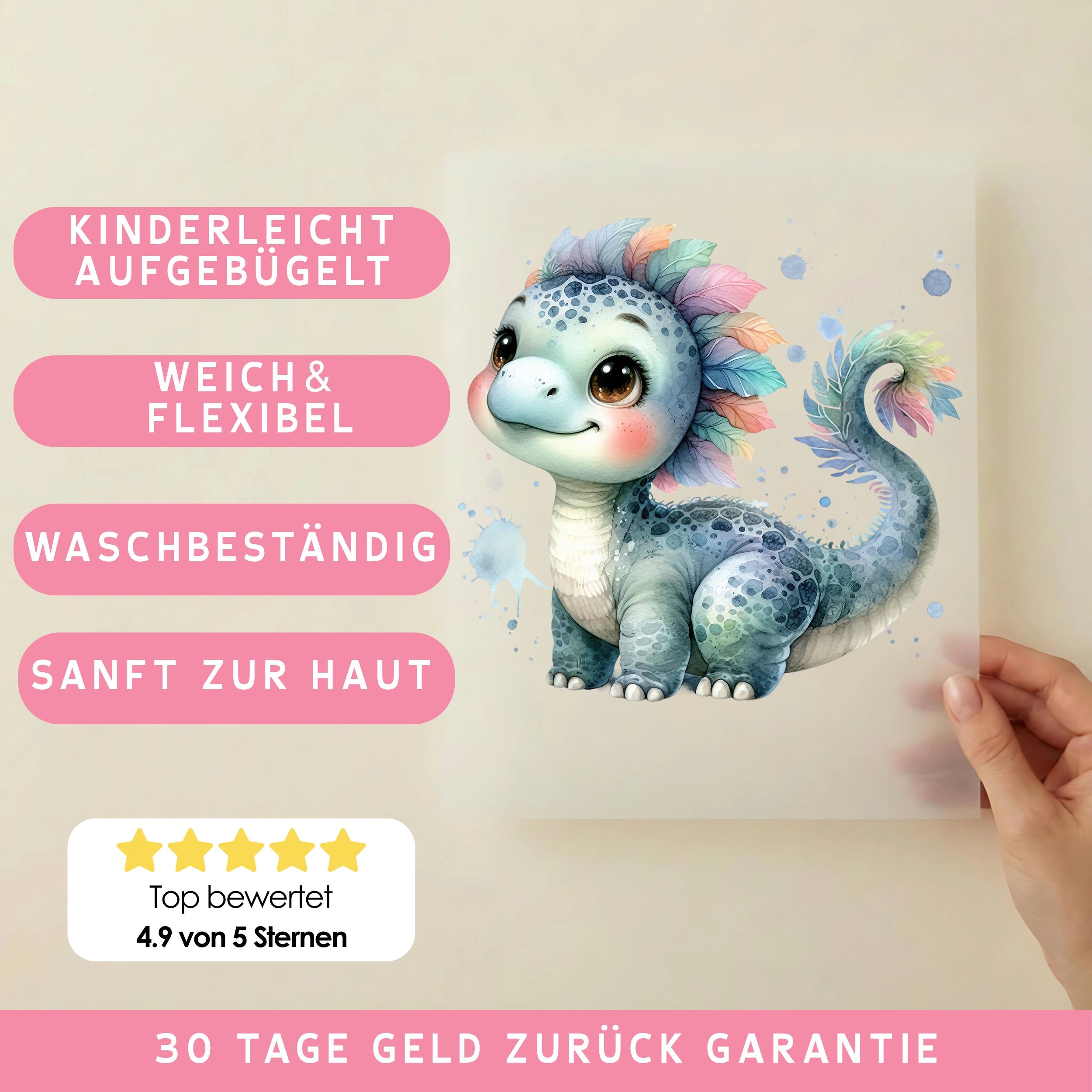 Bügelbild Dino Pastellträumer