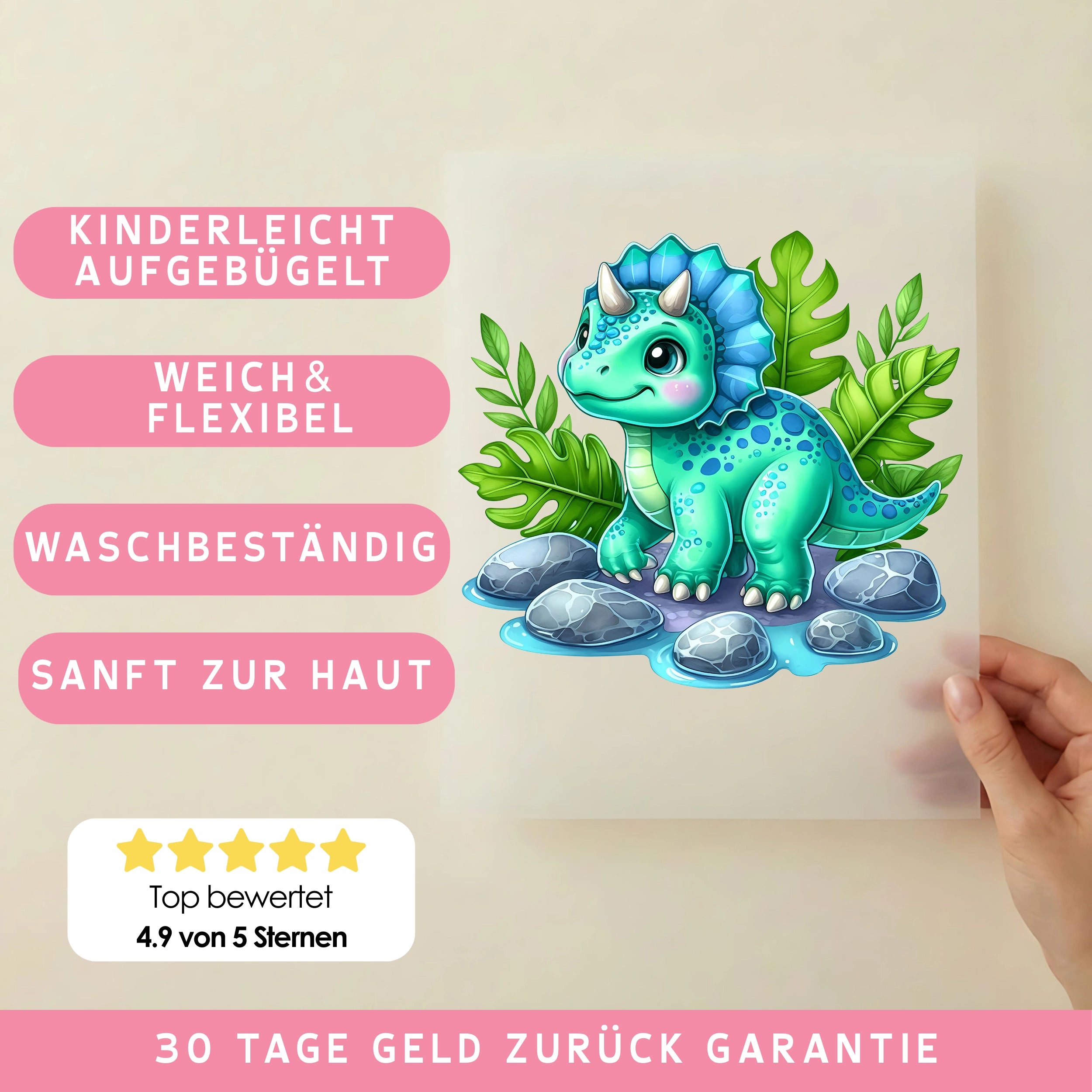 Bügelbild Dino Naturentdecker