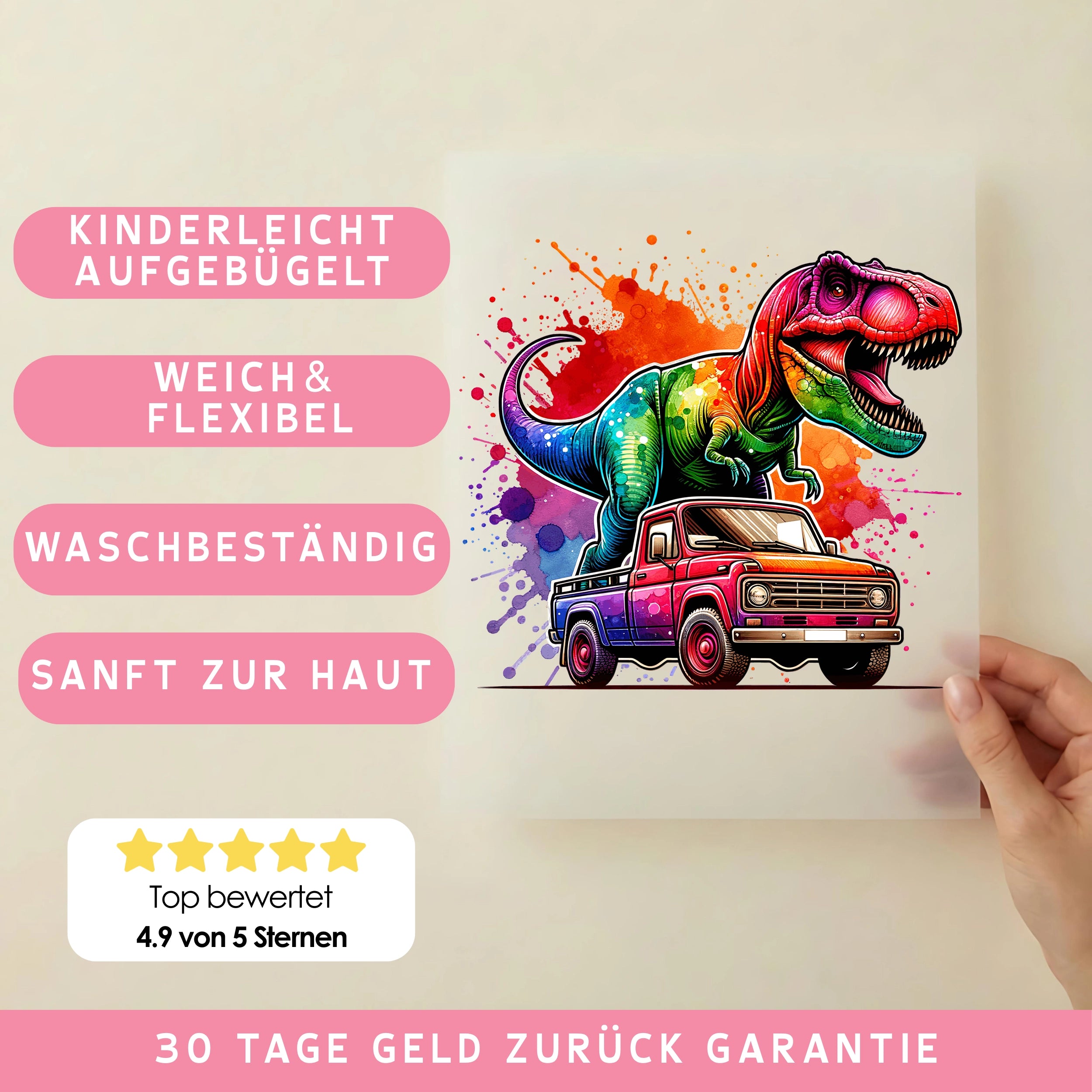 Bügelbild Dino T-Rex Autosplash