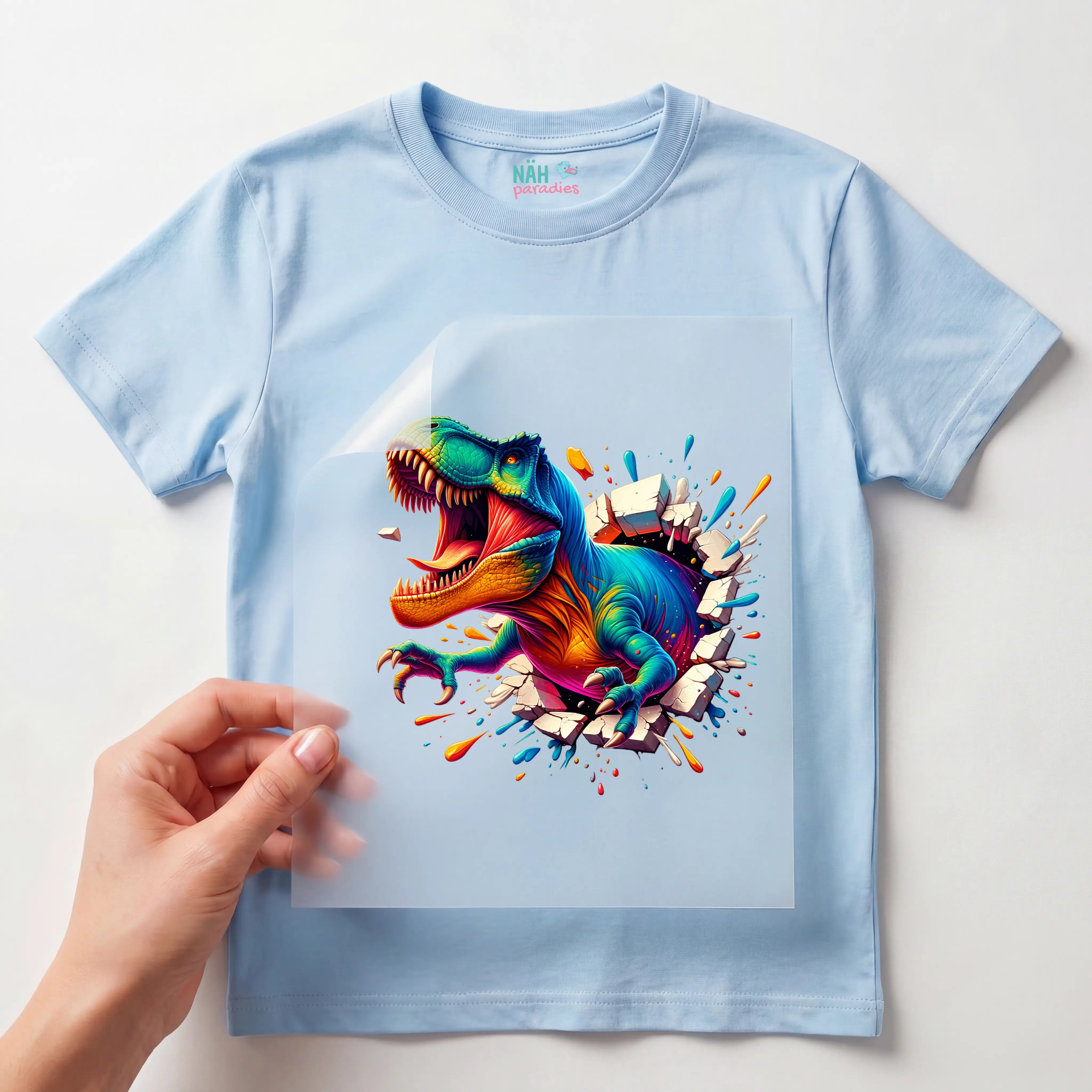 Bügelbild Dino Farbkracher