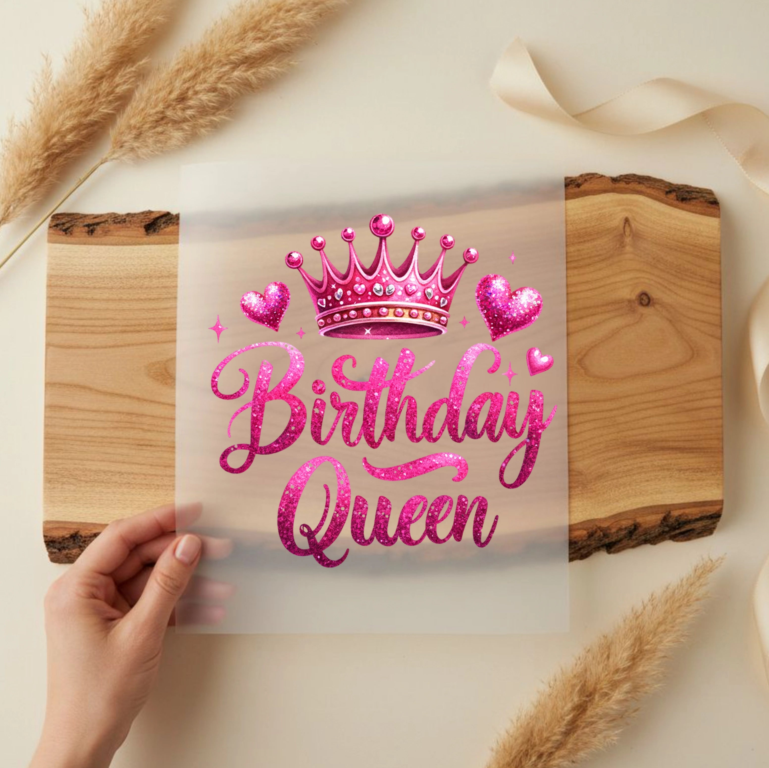 Bügelbild Birthday Queen Pink