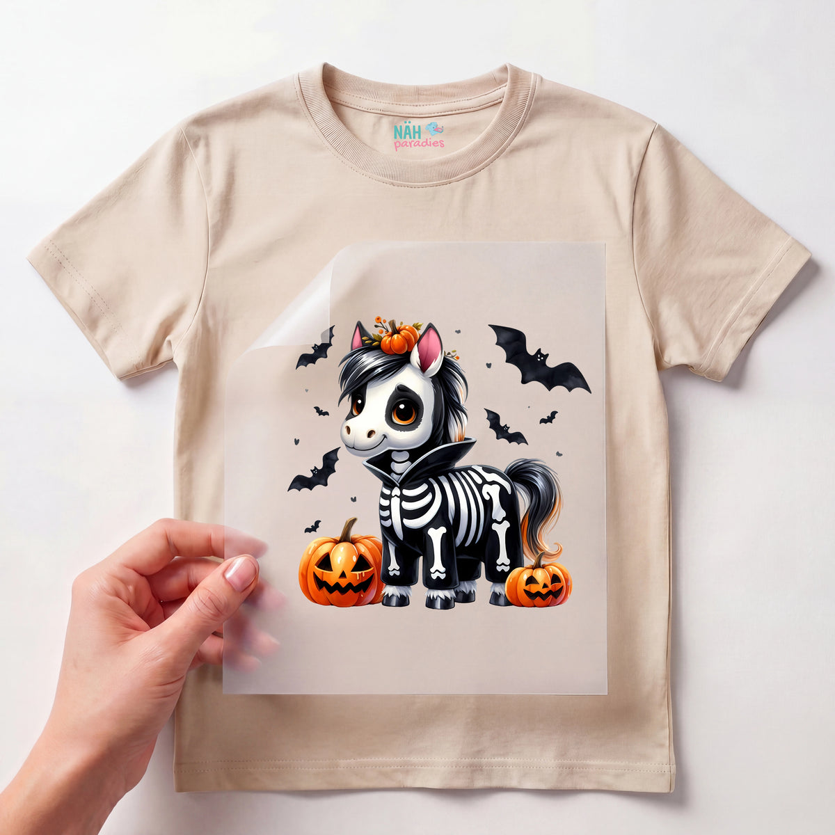 Bügelbild Skeletti das Halloween Pony