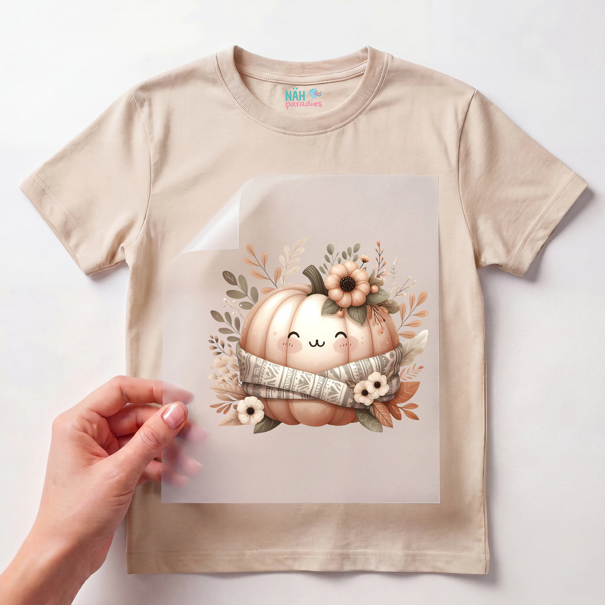 Bügelbild Kuscheliger Boho Kürbis