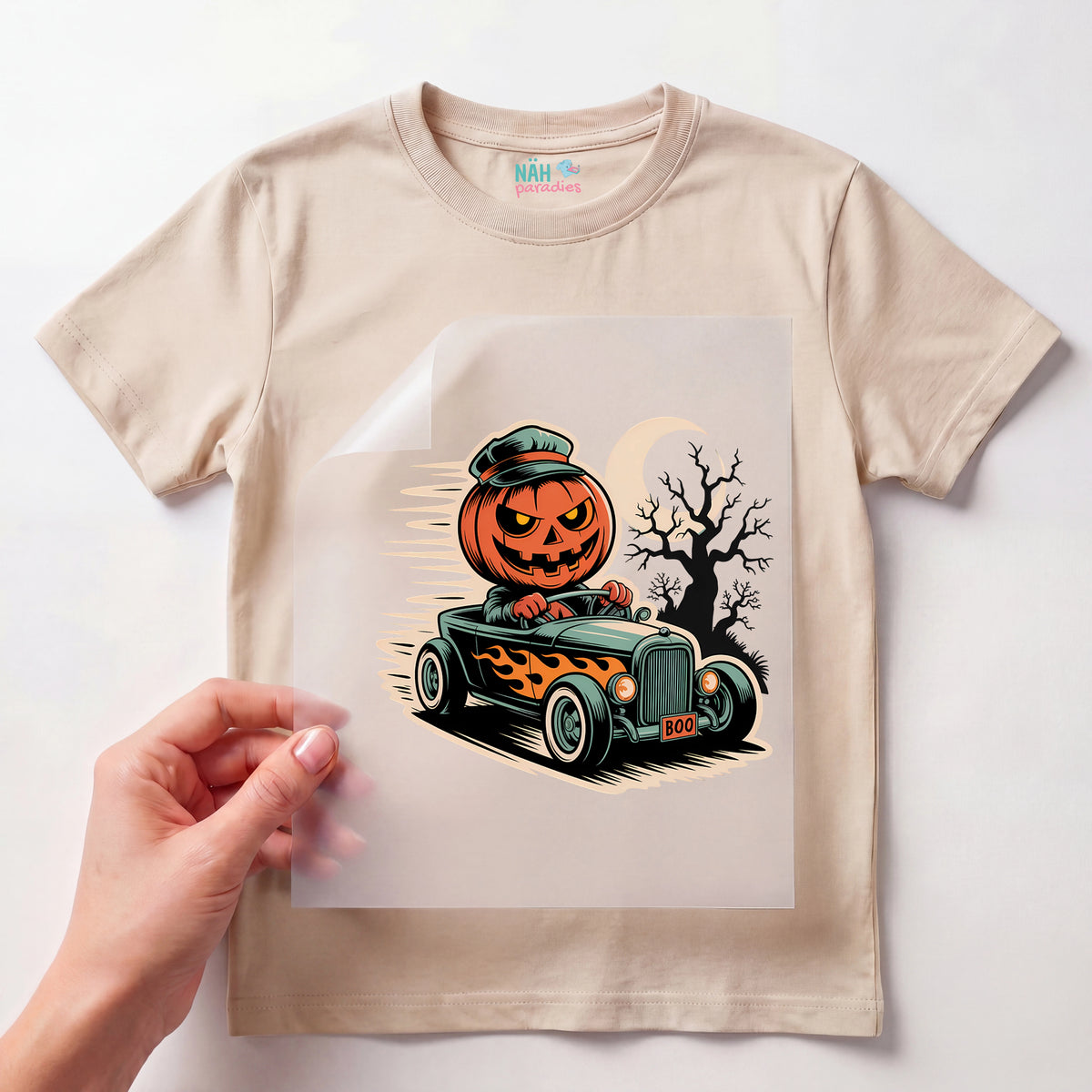 Bügelbild Kürbis im Spukmobil