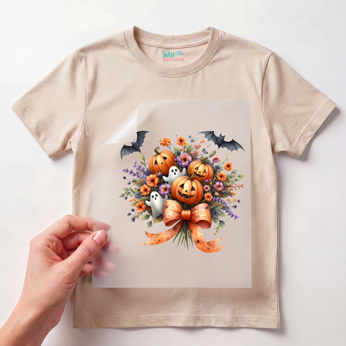 Bügelbild Kürbis Blumenstrauß Sternenzauber