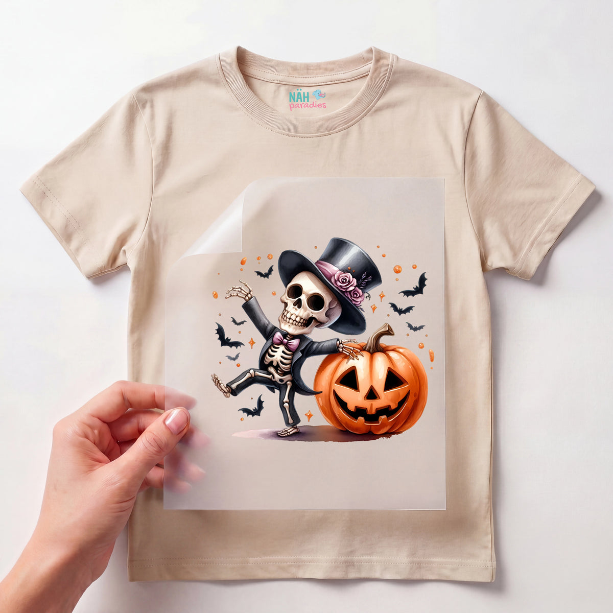 Bügelbild Tanzendes Halloween Skelett