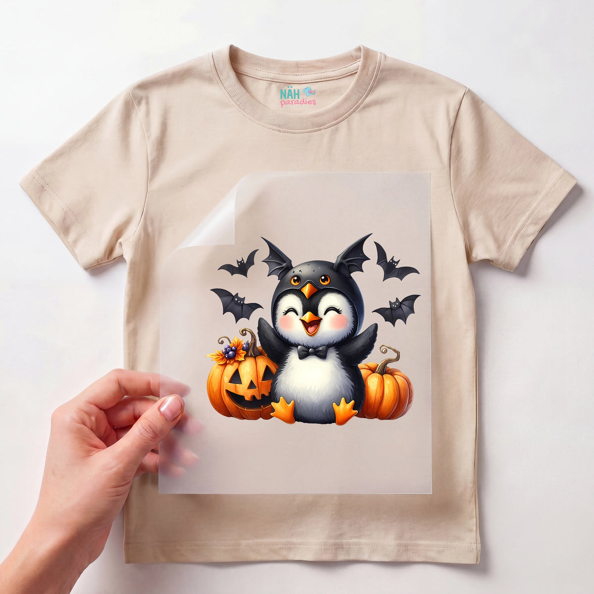 Bügelbild Halloween Pinguin Batty
