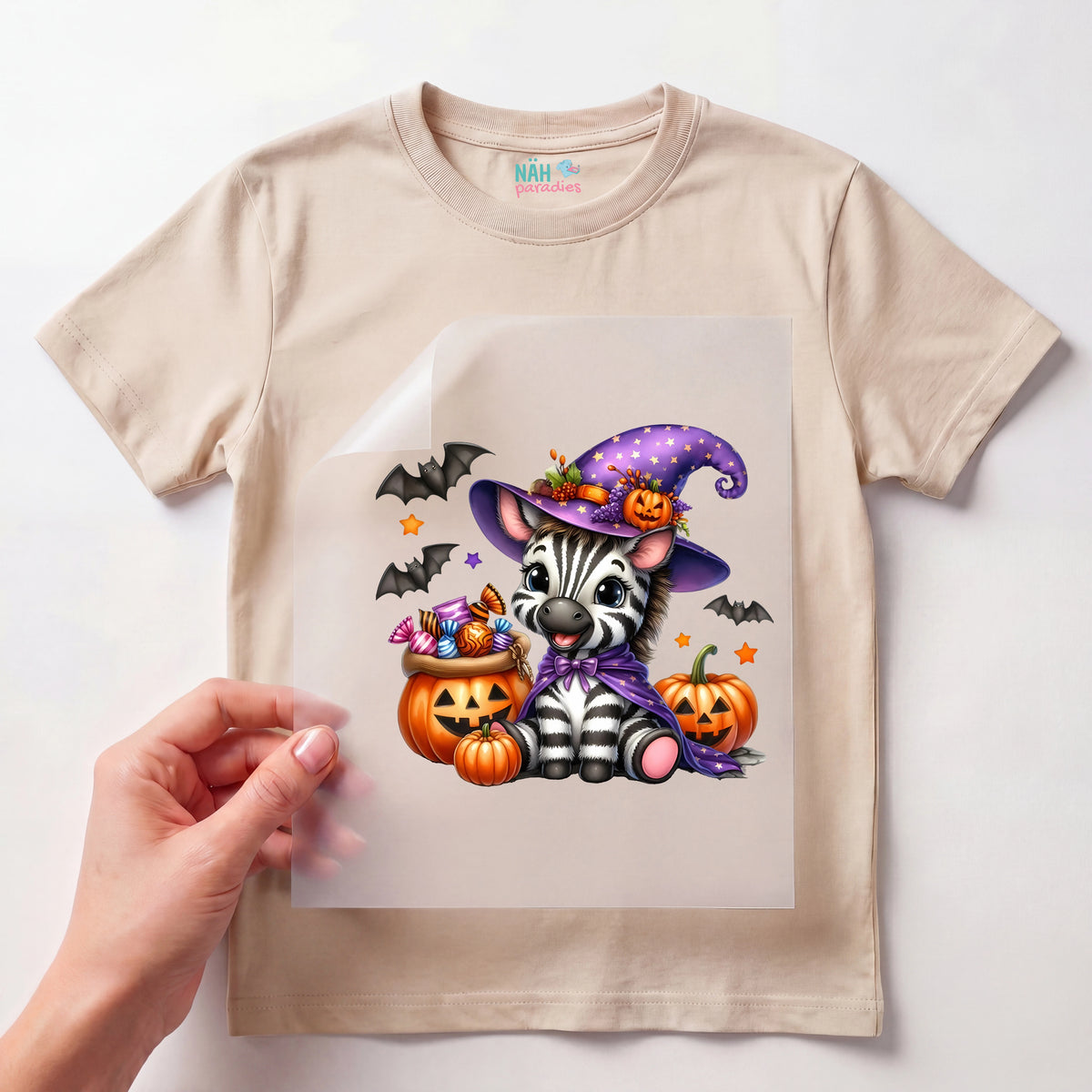 Bügelbild Zebra Halloween Freude