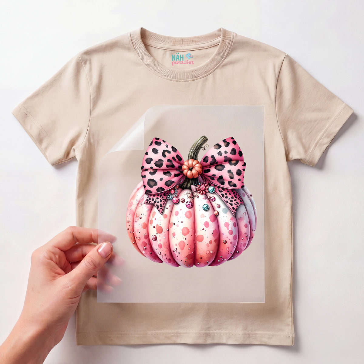 Bügelbild Schmuck Kürbis Pastell