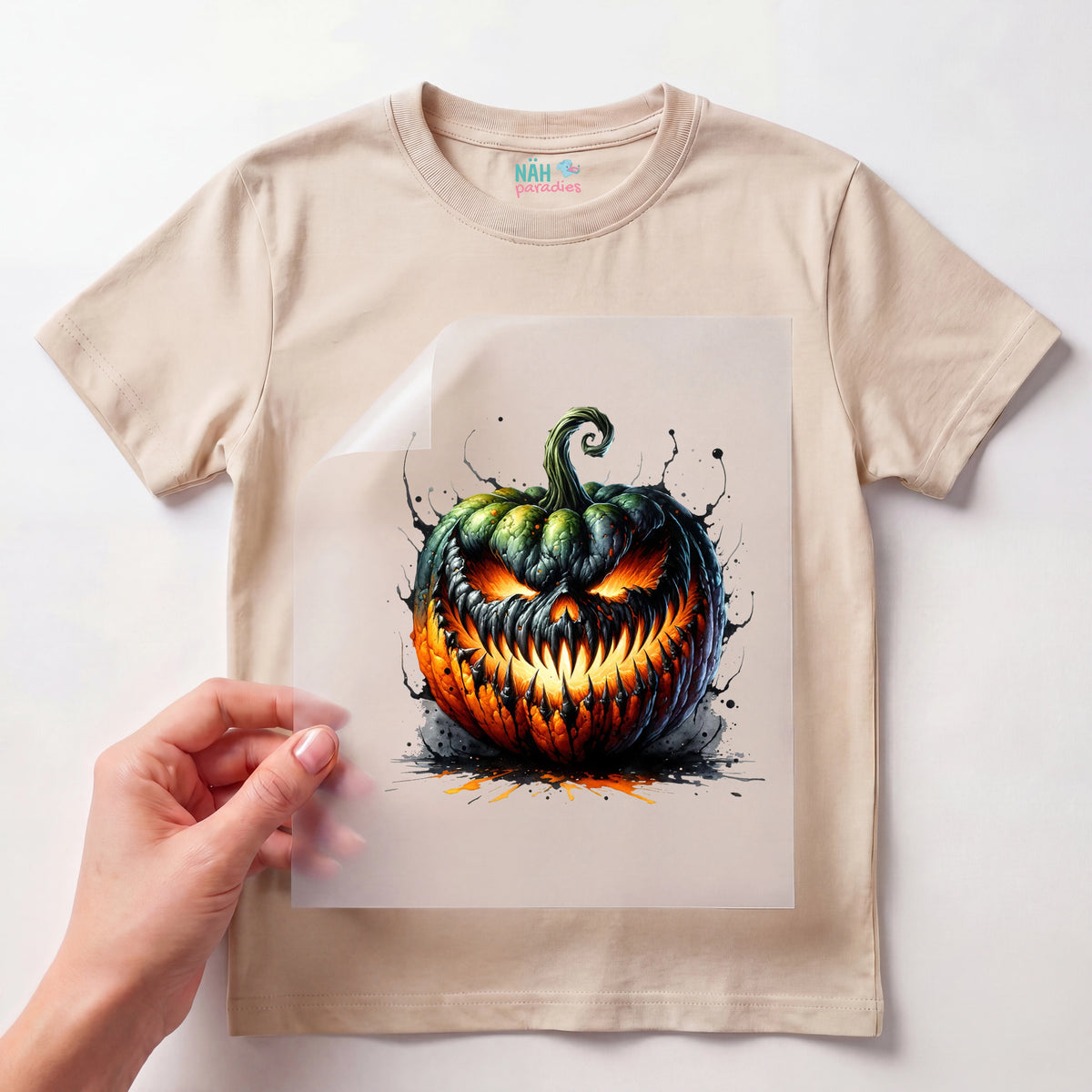 Bügelbild Horror Kürbis Splash