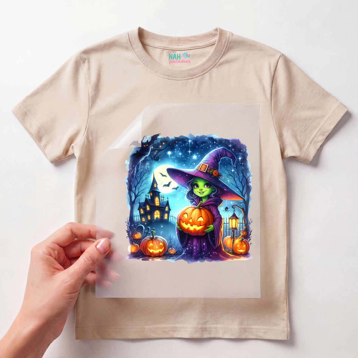 Bügelbild Halloween Hexe Spukhaus