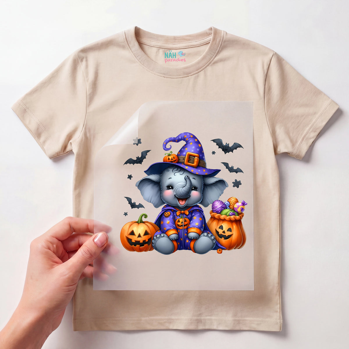 Bügelbild Halloween Elefant Trompi