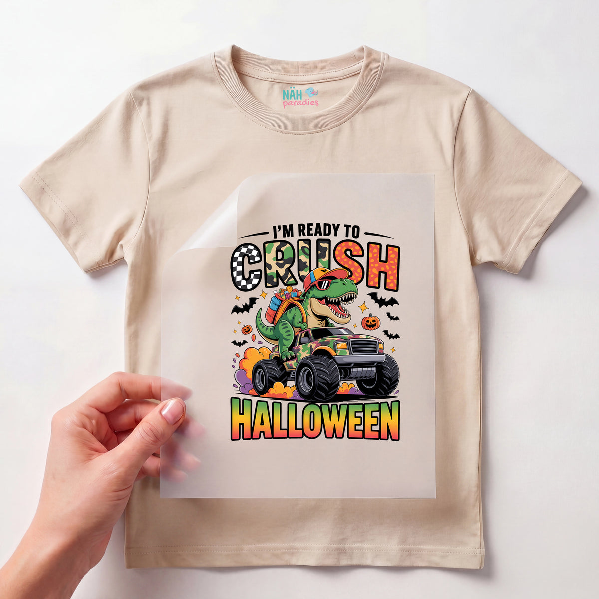 Bügelbild Halloween Dino Monster Truck