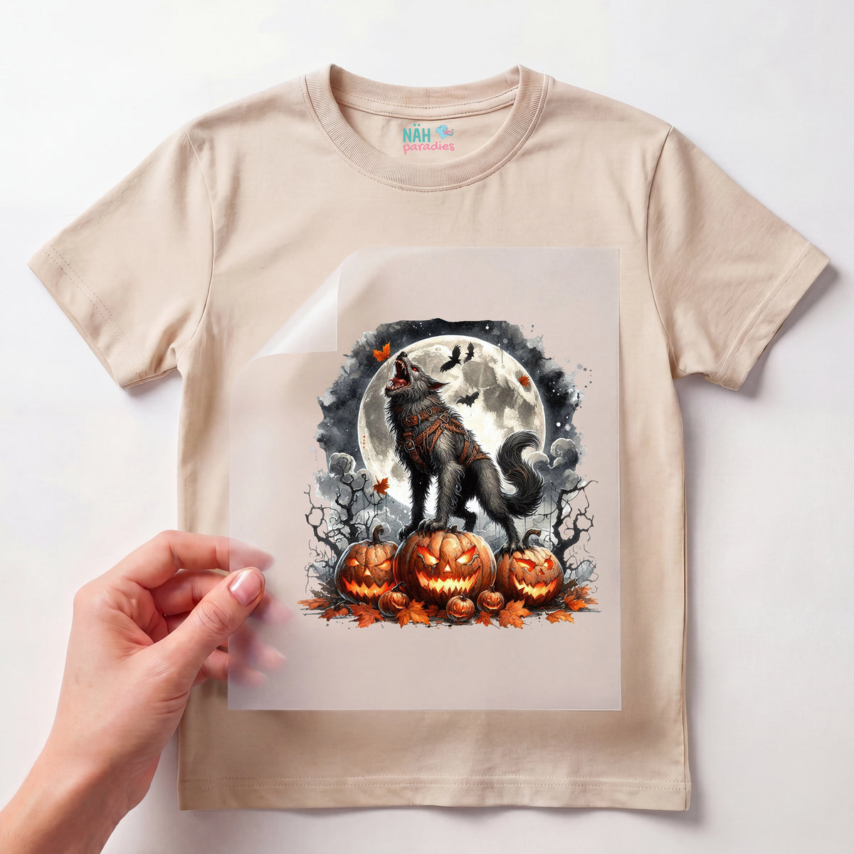 Bügelbild Halloween Werwolf Mondschatten