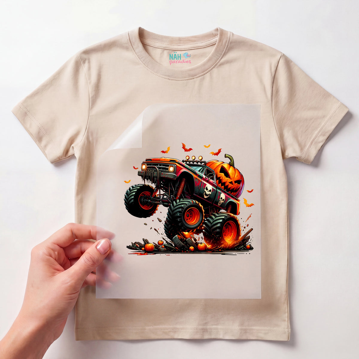 Bügelbild Monster Truck Kürbis Ride