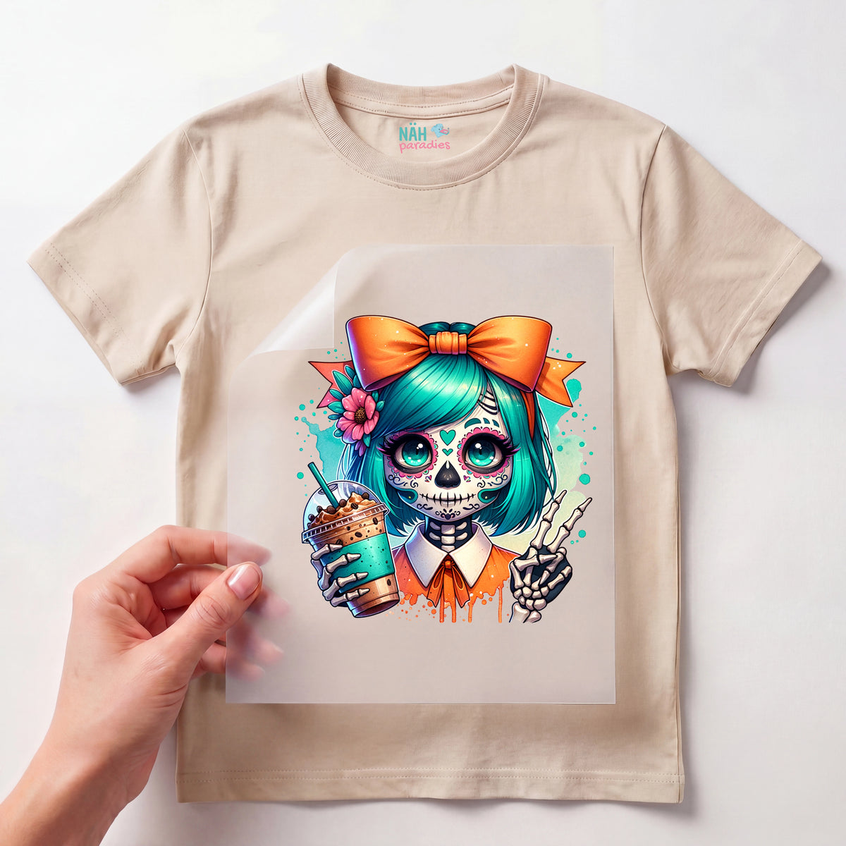 Bügelbild Schädel Choco Skull