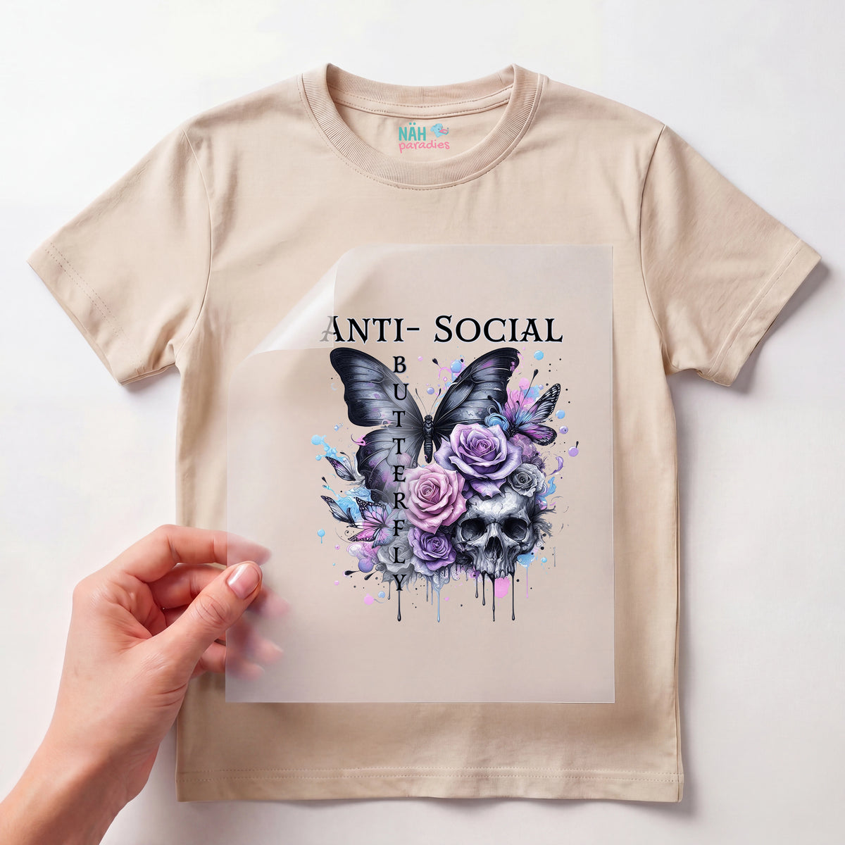 Bügelbild Skullflower Schmetterling