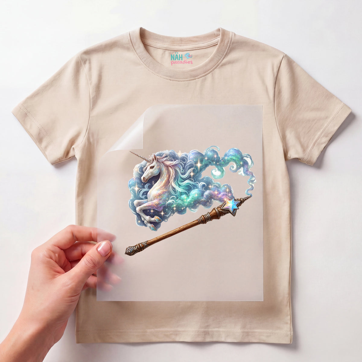 Bügelbild Einhorn Stardust Zauberstab