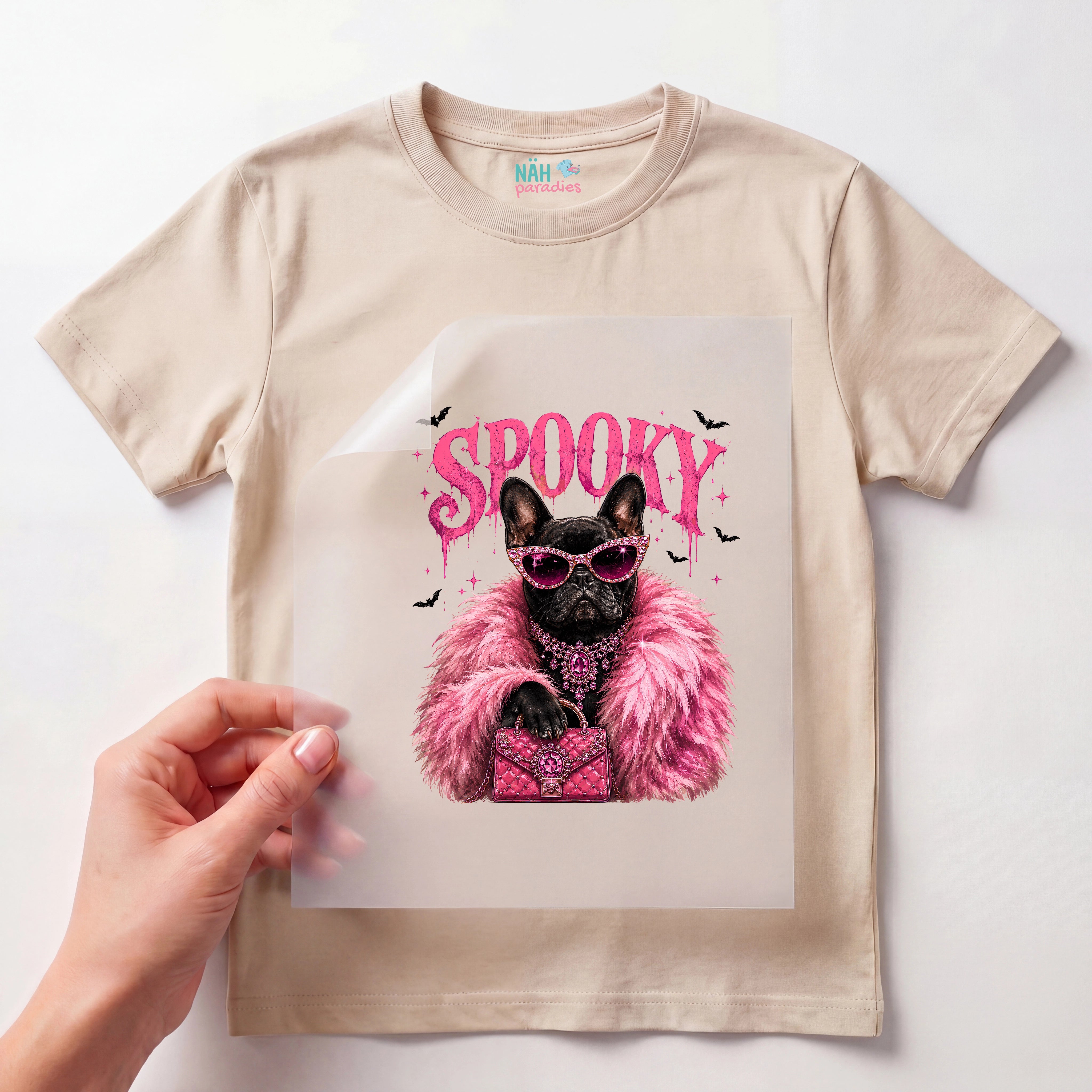 Bügelbild Spooky Französische Bulldogge Schwarz