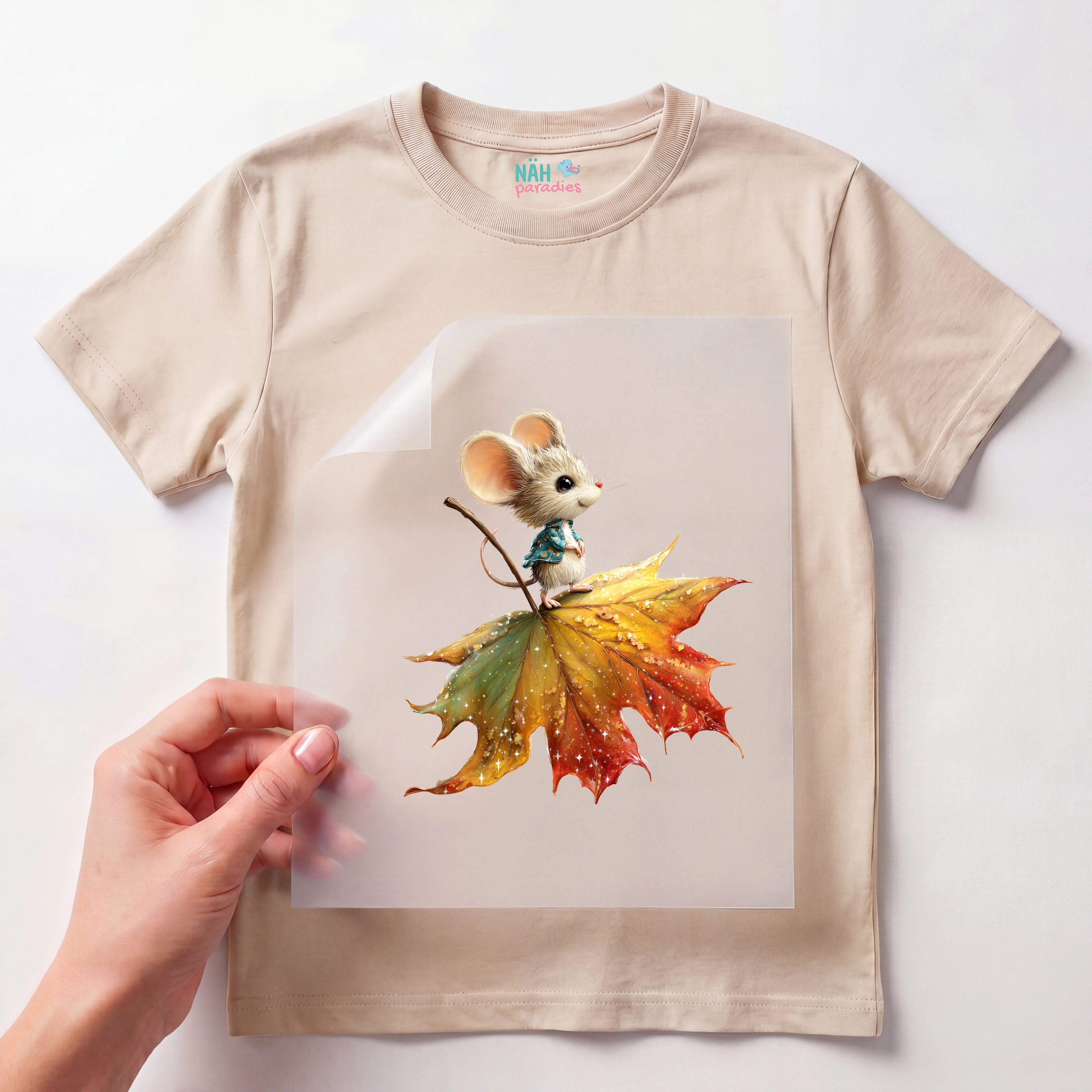 Bügelbild Eule auf Herbstblatt