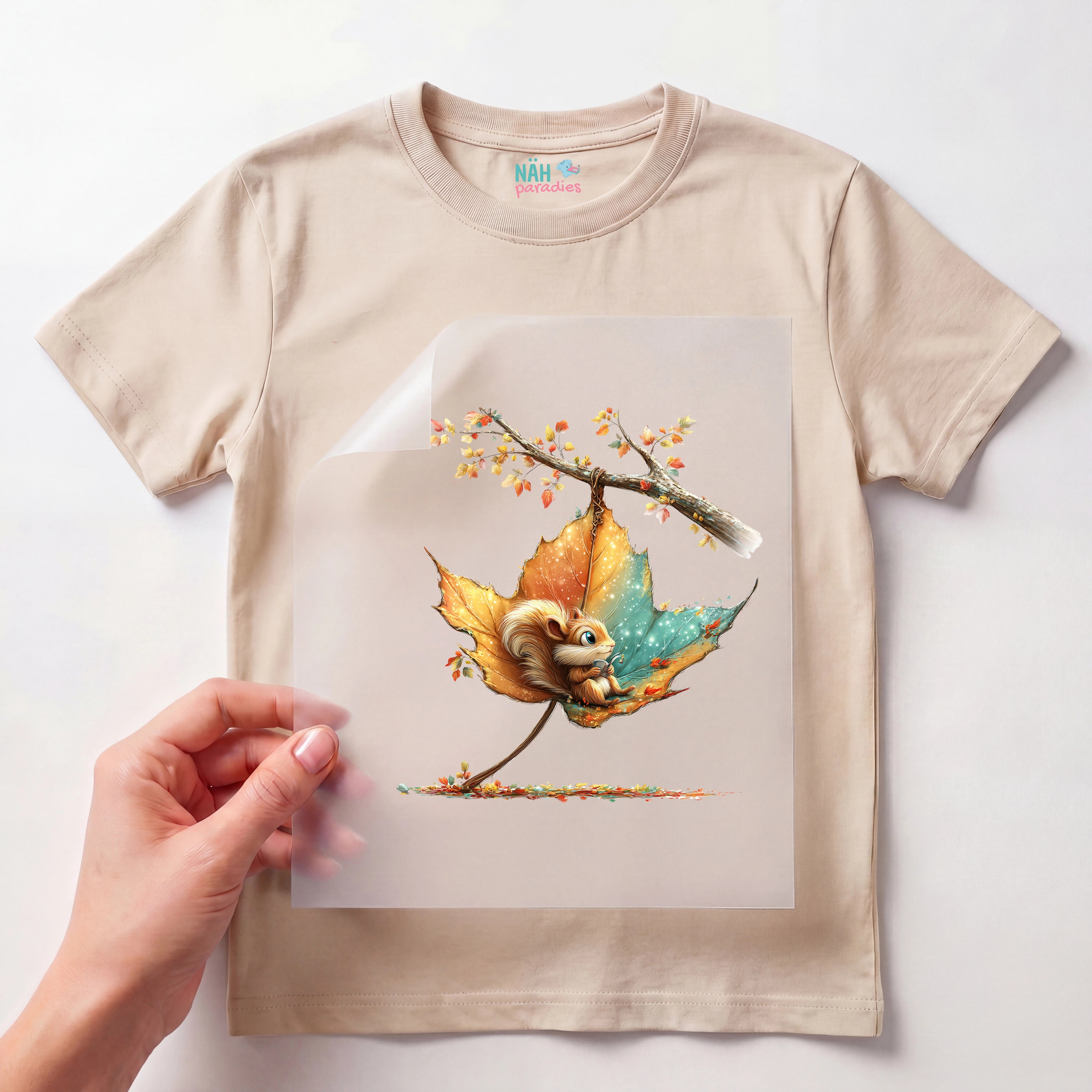 Bügelbild Frosch mit Ahornblatt