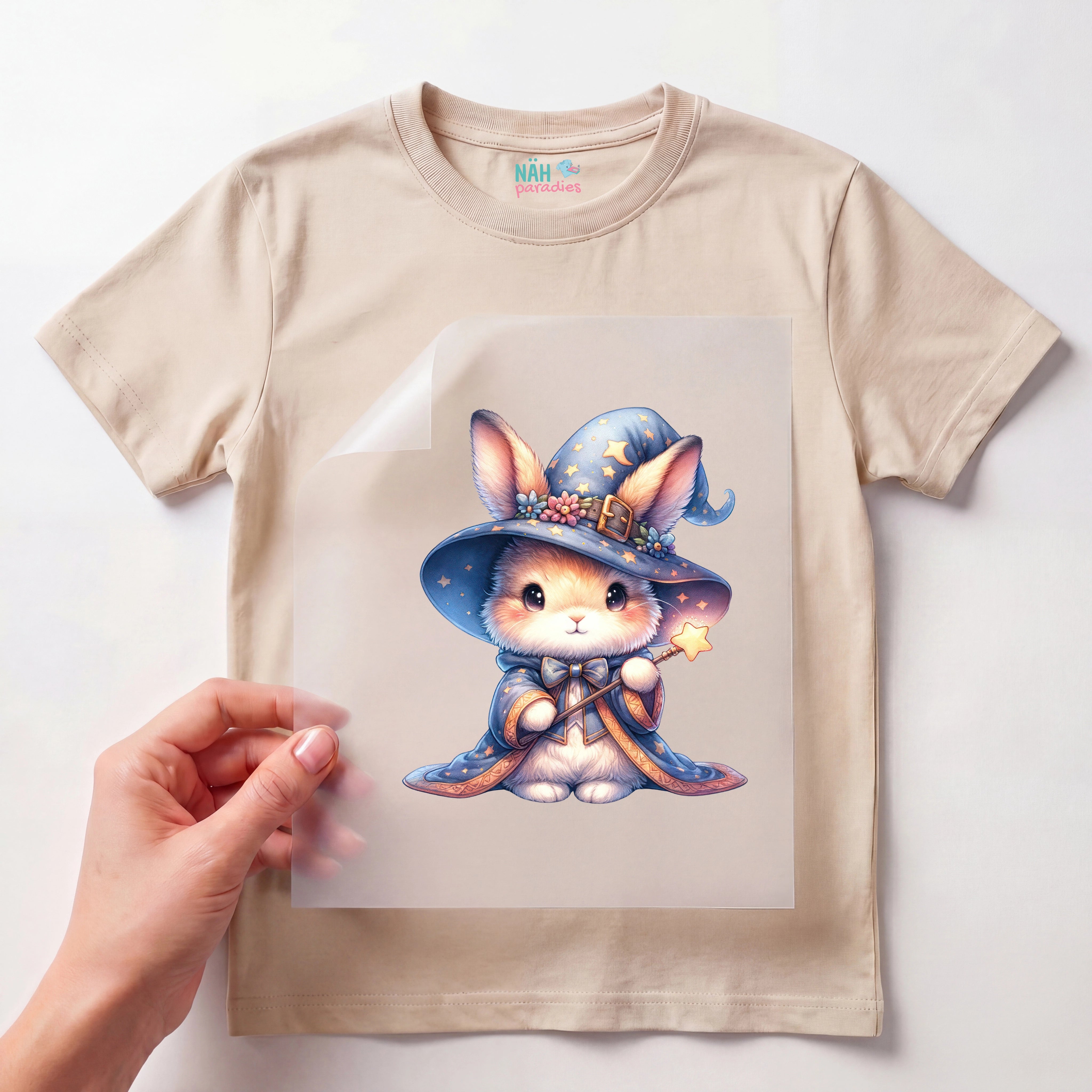 Bügelbild Hase Zauberer
