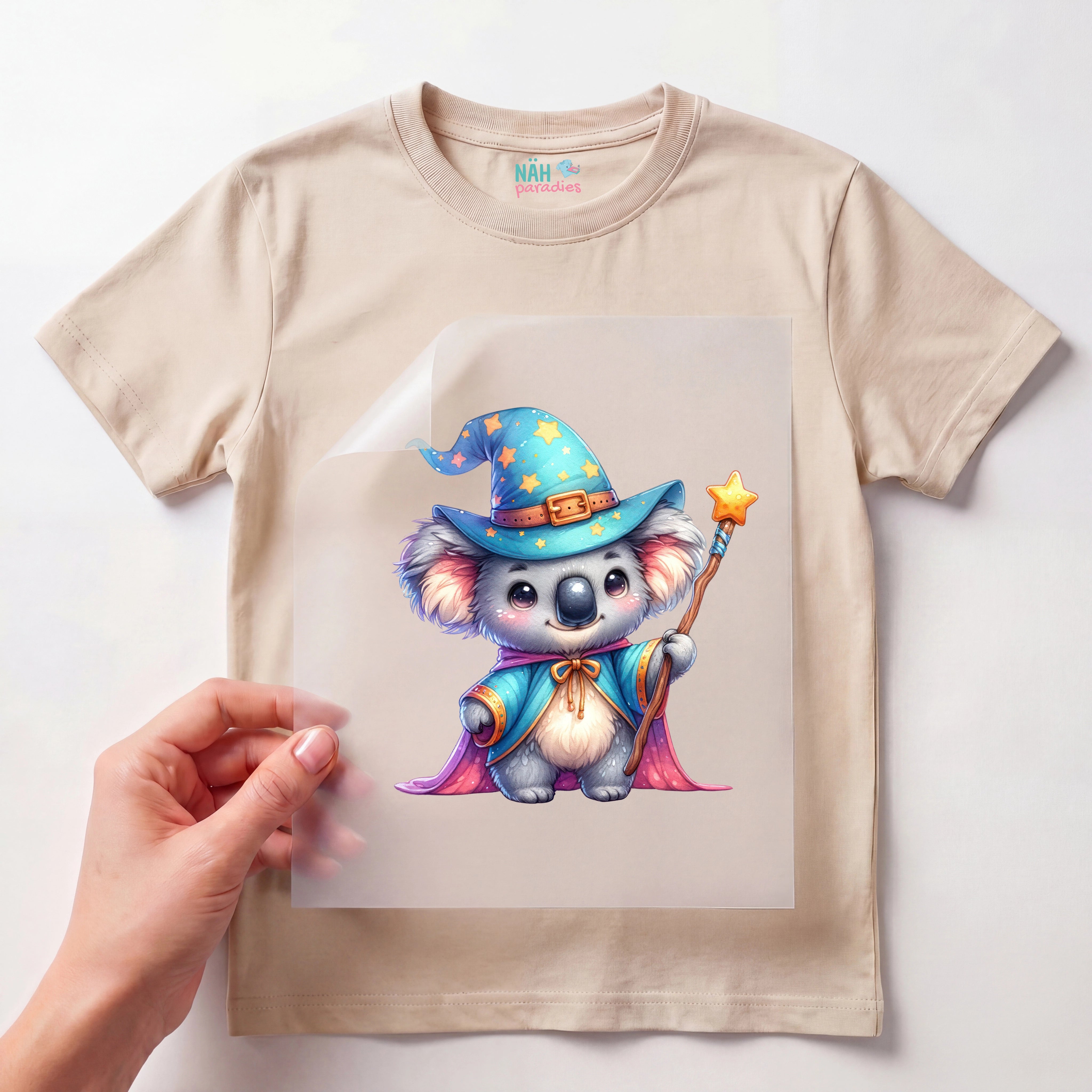 Bügelbild Koala Zauberer