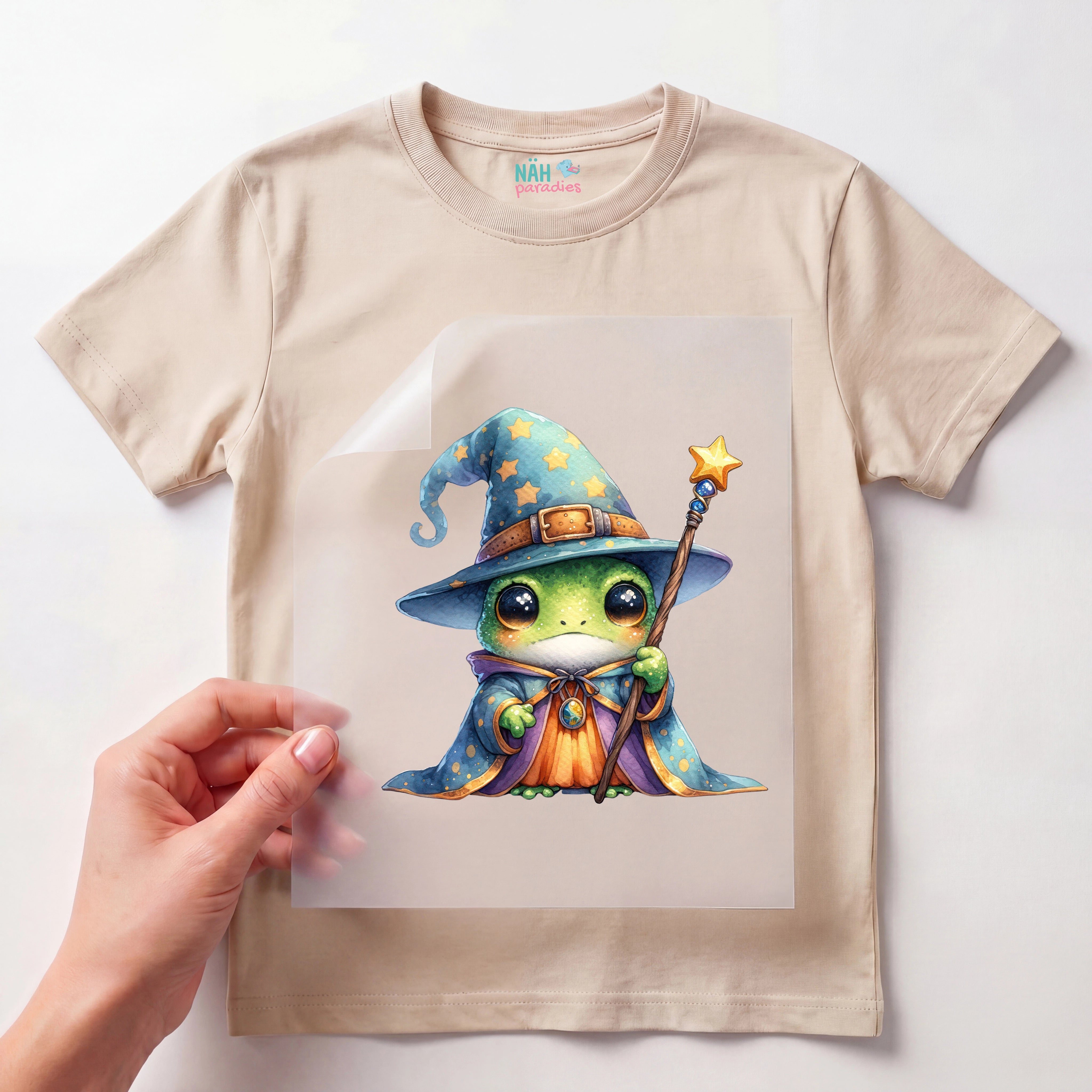 Bügelbild Frosch Zauberer