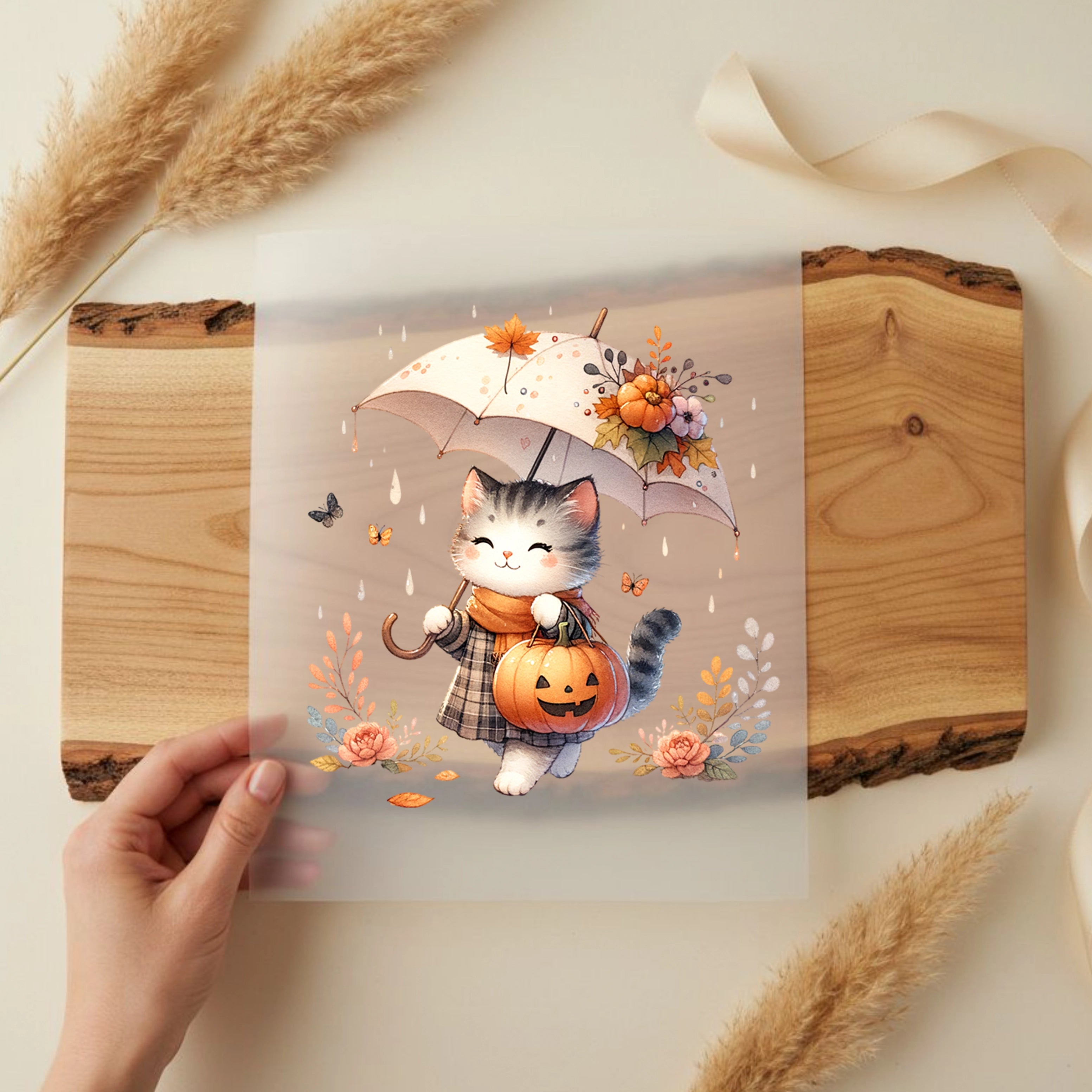 Bügelbild Herbst Samtpfote Katze