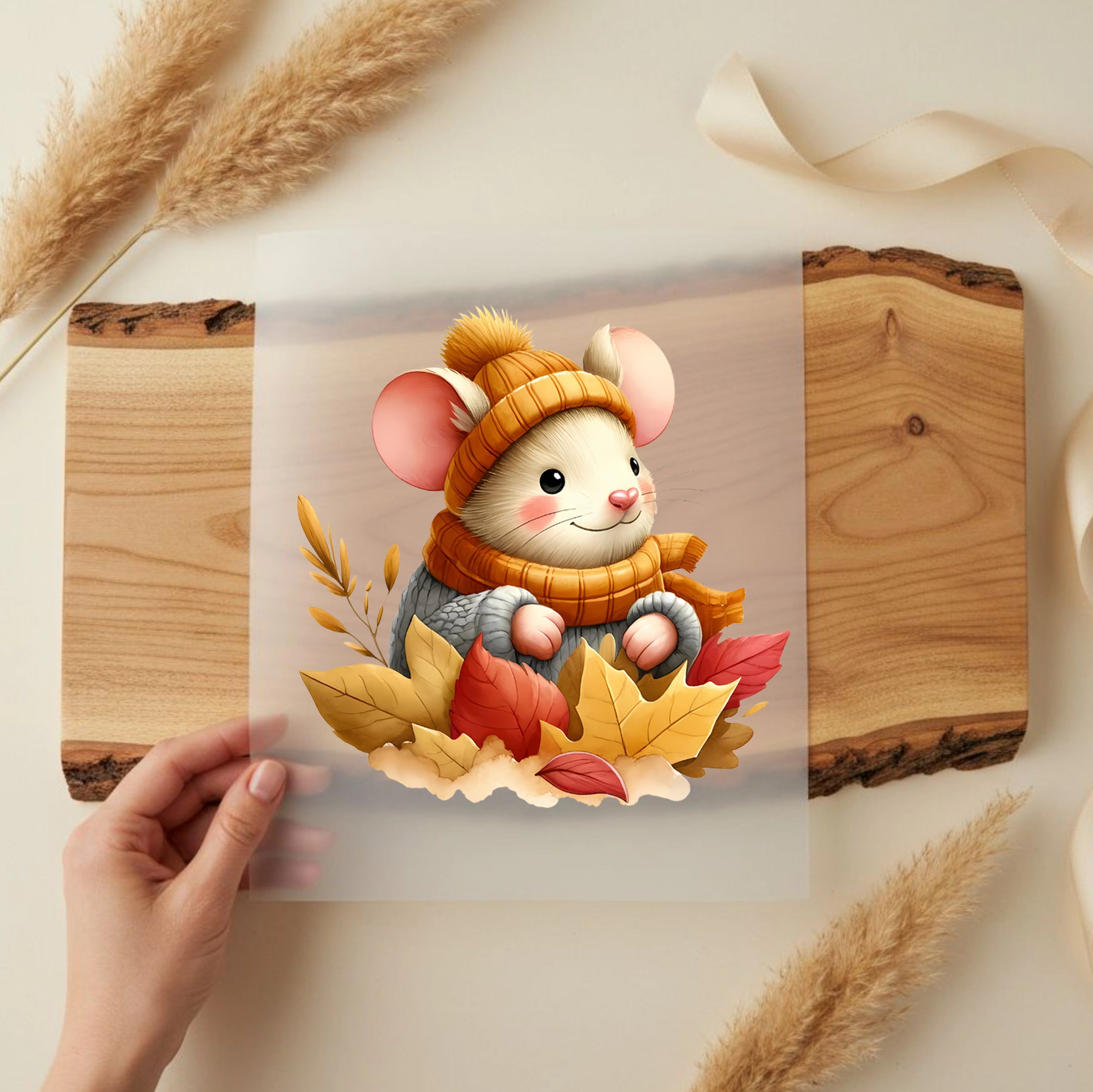 Bügelbild Herbstzauber Maus