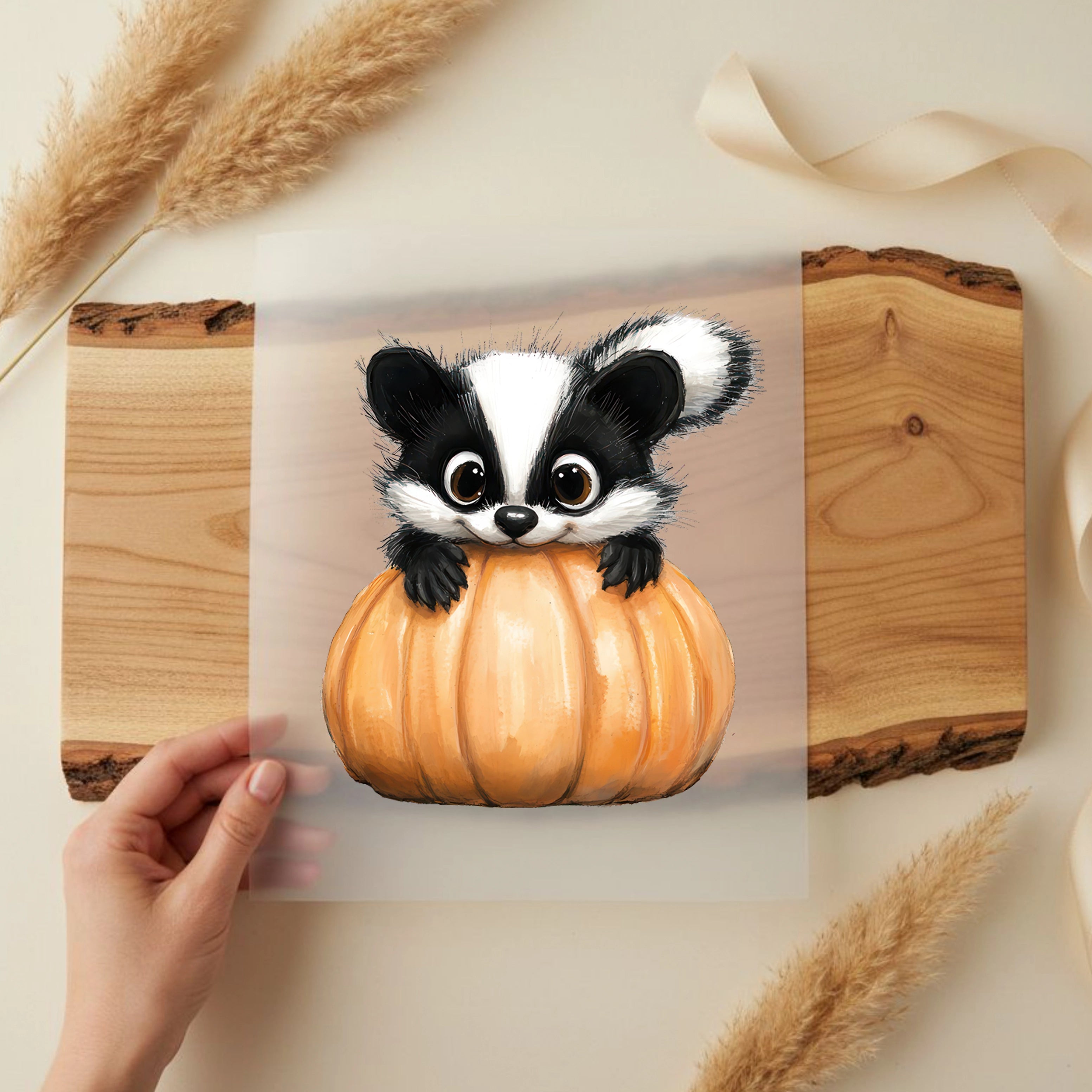 Bügelbild Süßes Stinktier Laubkind