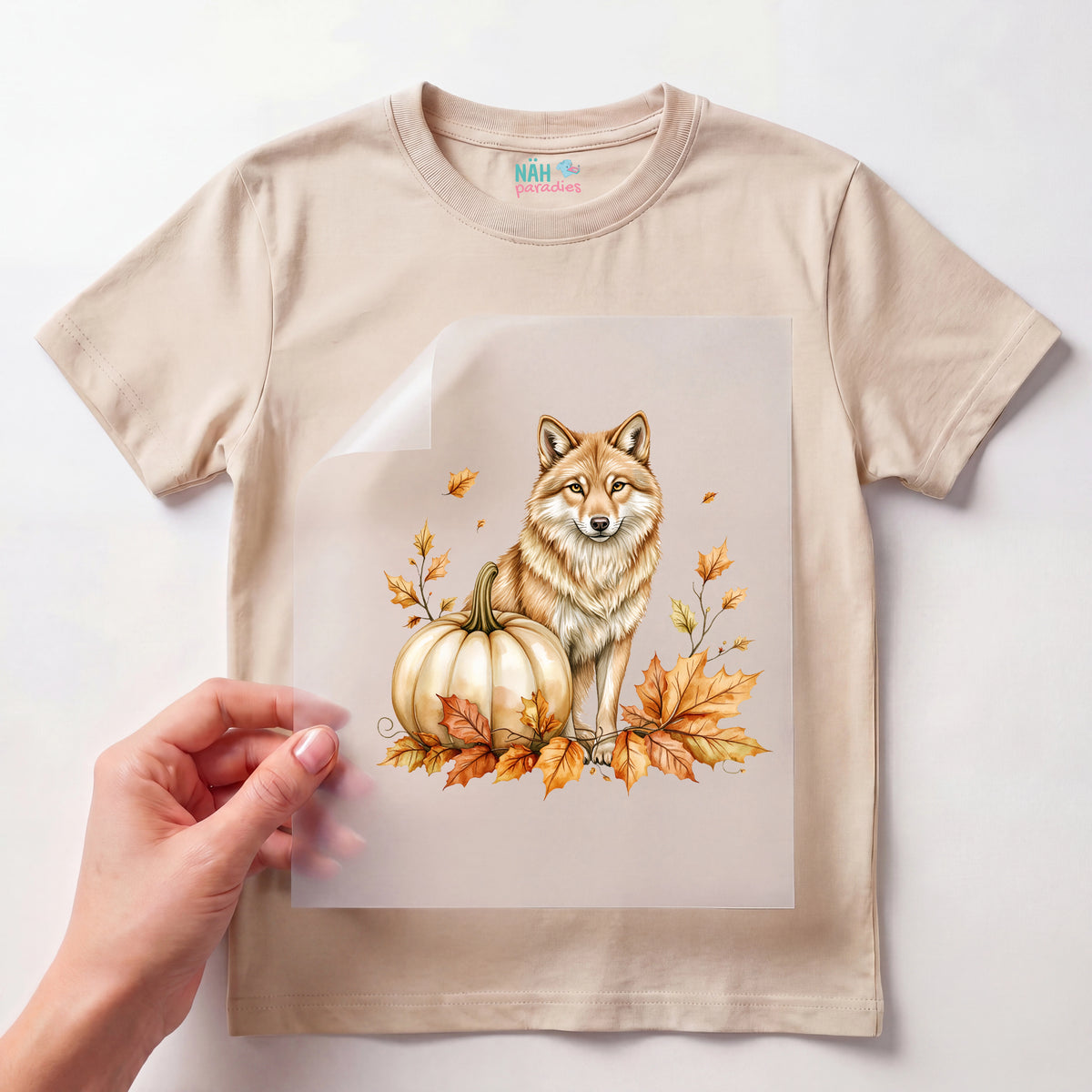 Bügelbild Wolf Kürbiszauber Aquarell