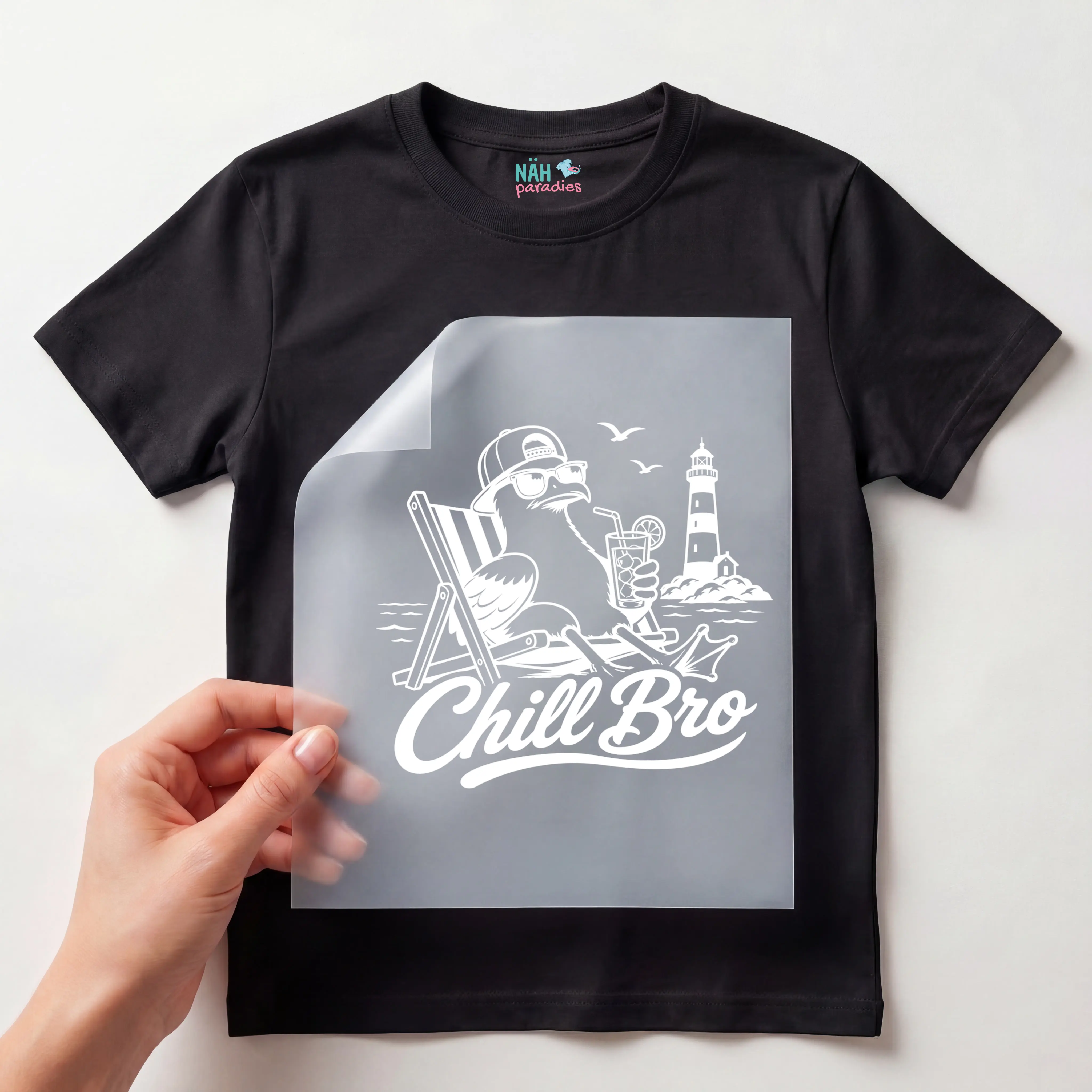 Bügelbild Vogel "Chill Bro" Beach Style