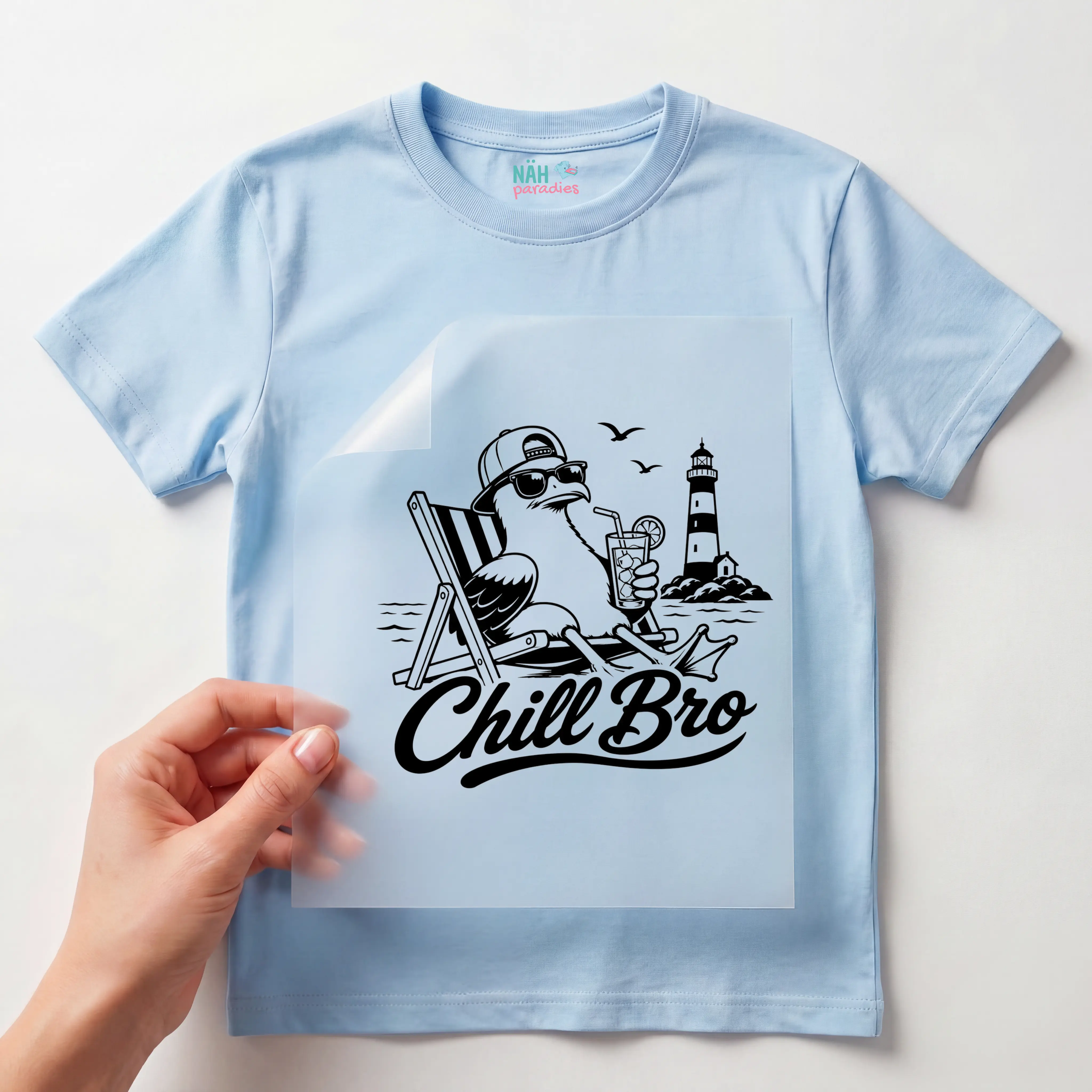 Bügelbild Vogel "Chill Bro" Beach Style