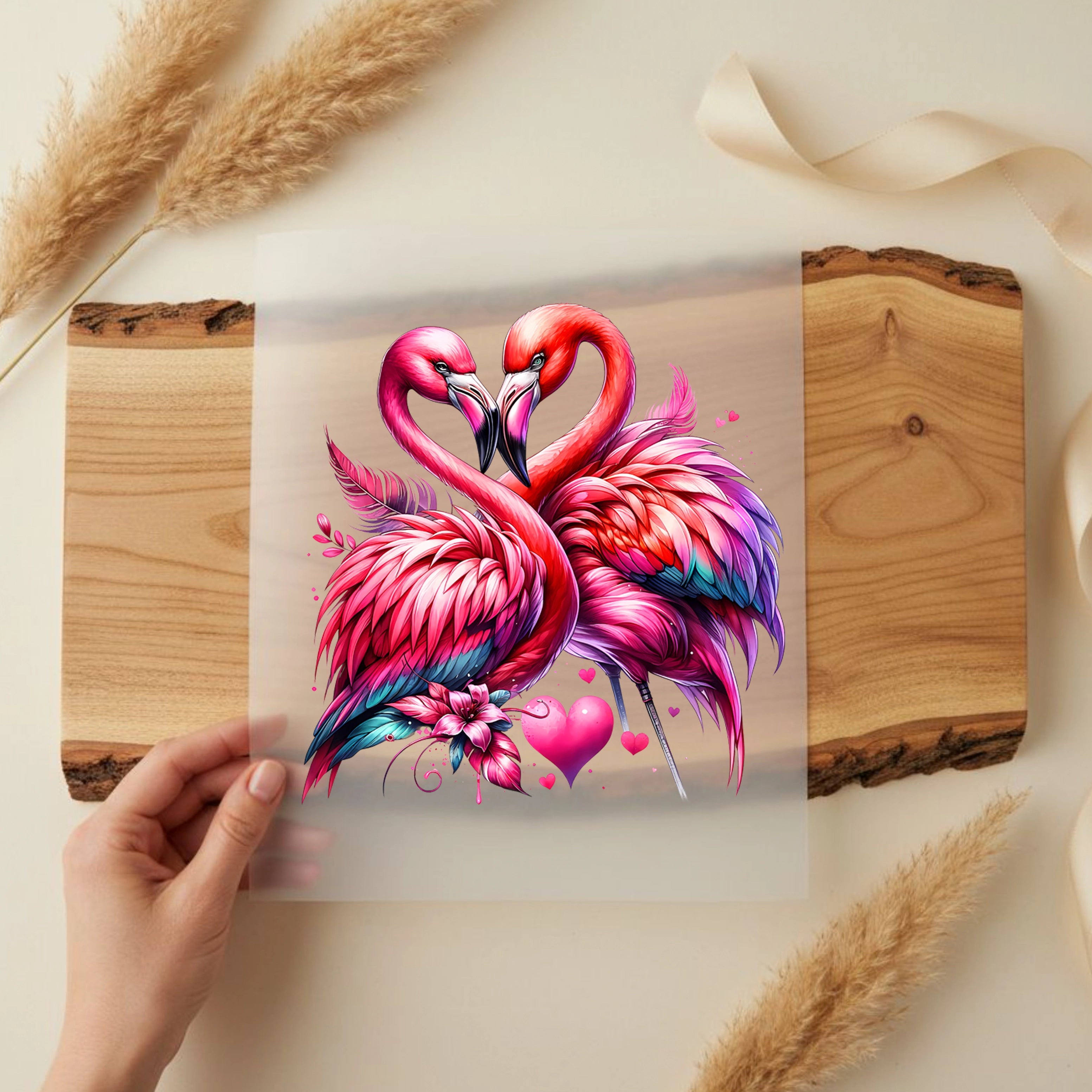 Bügelbild Verliebte Flamingos