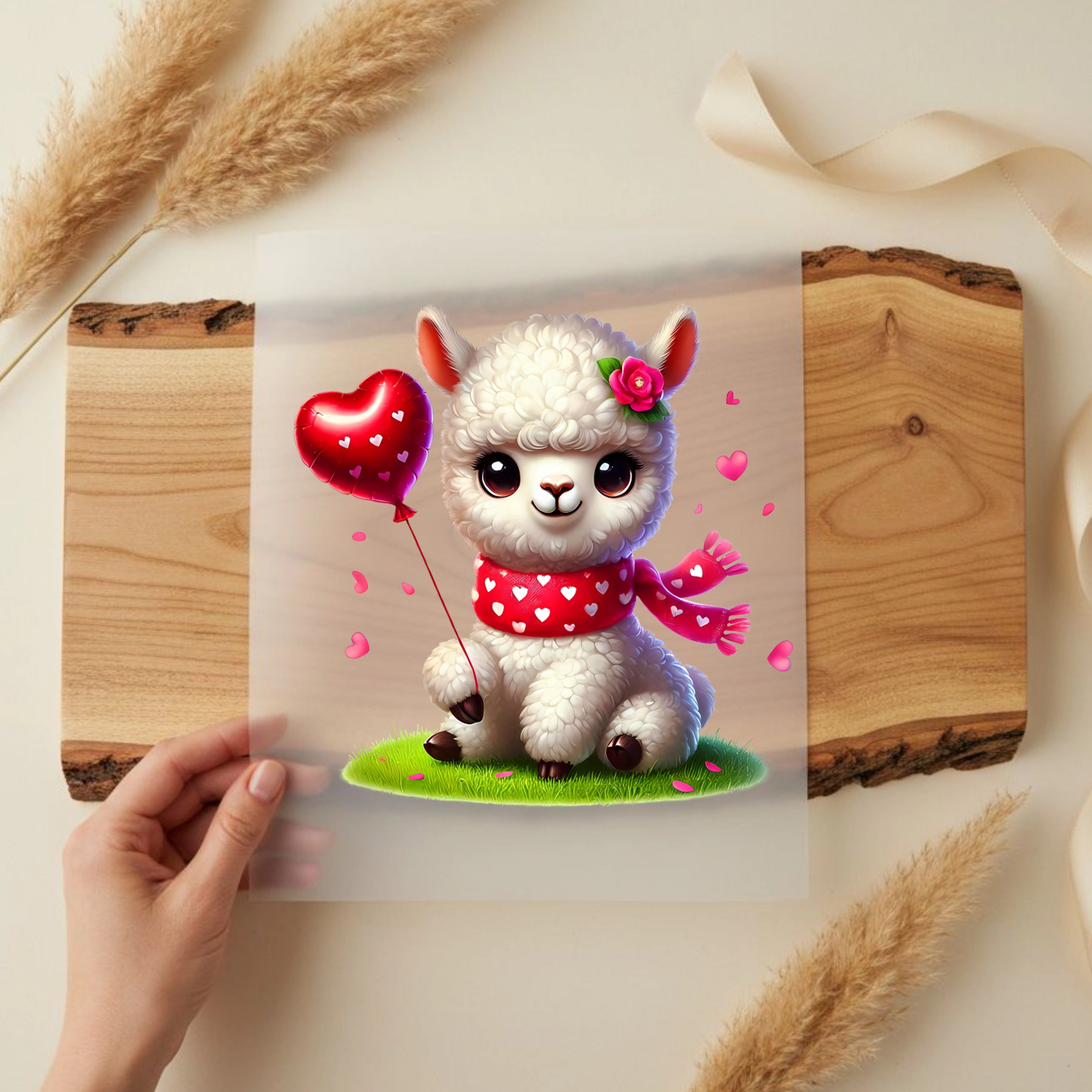 Bügelbild Herz Alpaka Amelie