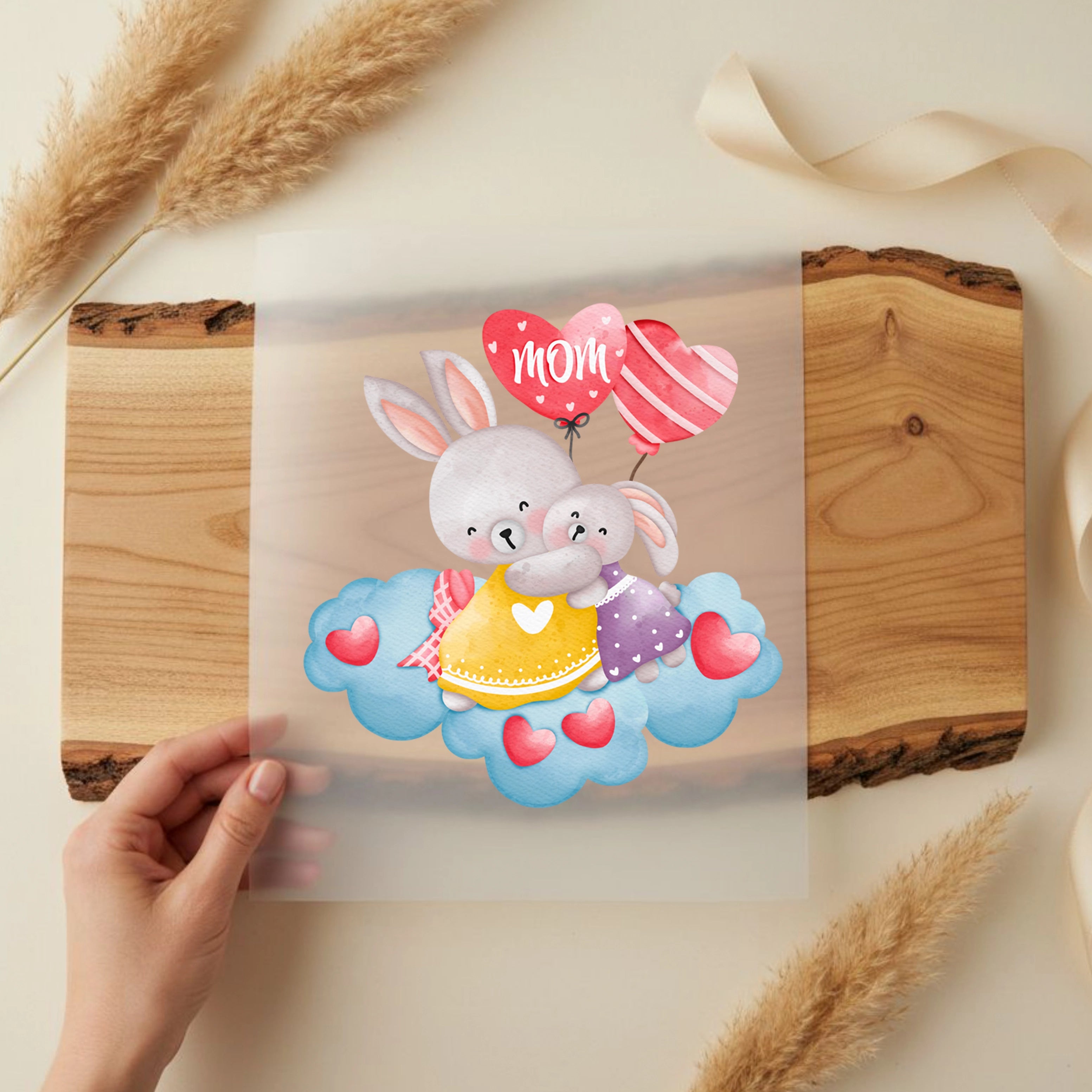 Bügelbild Hasen Mama