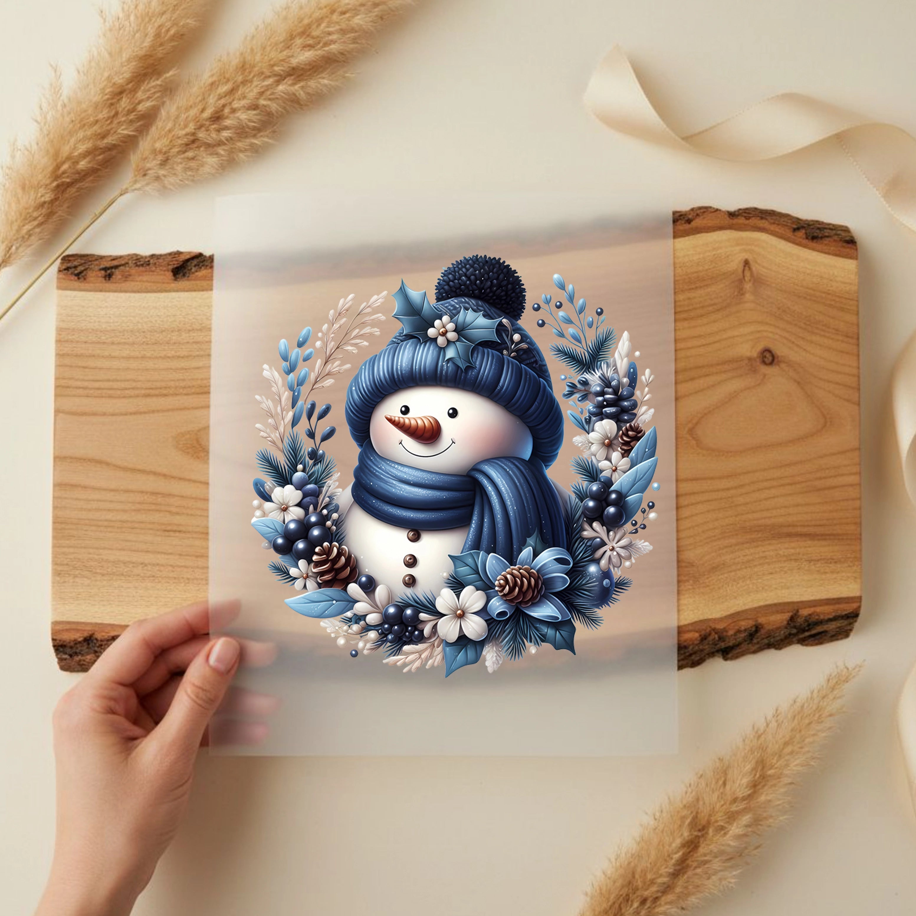 Bügelbild Eisblumen Schneemann