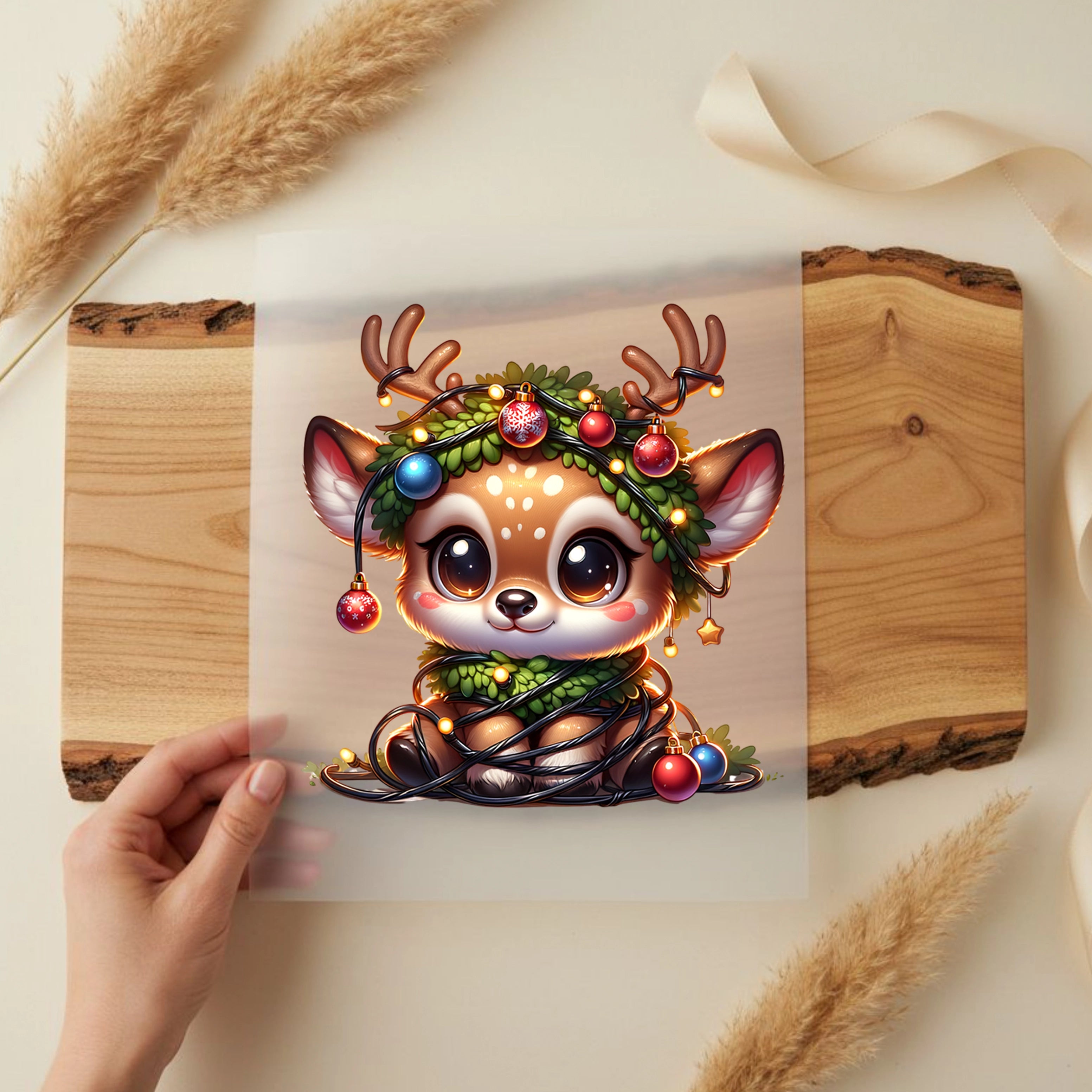 Bügelbild Rentier Festlich verheddert