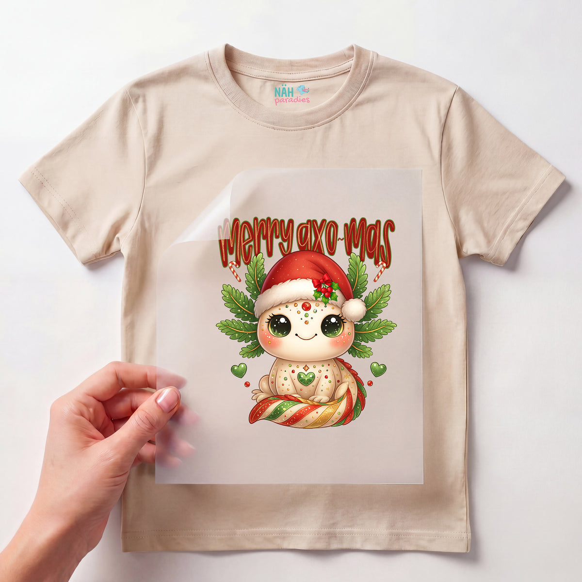 Bügelbild Axolotl Merry Axo-Mas