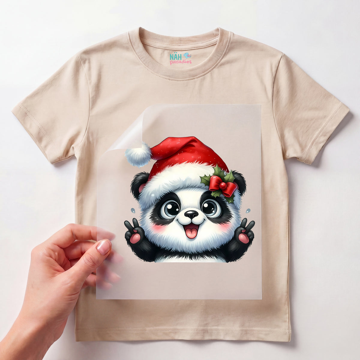 Bügelbild Panda Frostherz