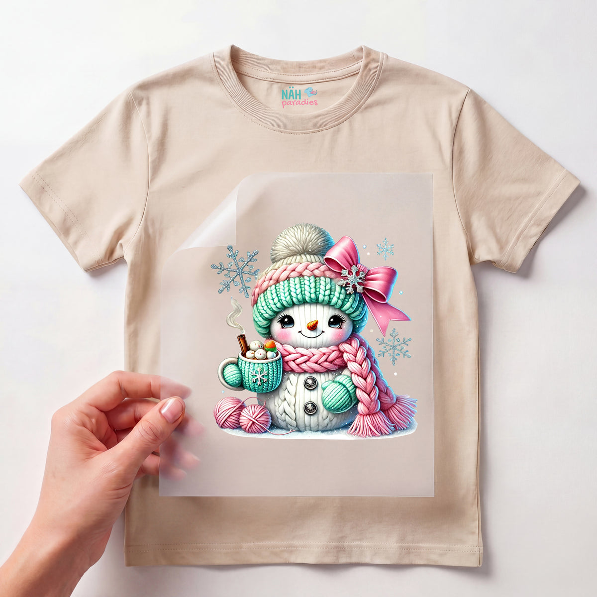Bügelbild Schneemann Glitzerfrost